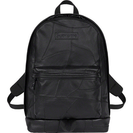 Supreme Patchwork Leather Backpack for Men & Women - Stylish Black Genuine Leather Backpack for Travel, Work & School - Durable Laptop Bag with Multiple Pockets