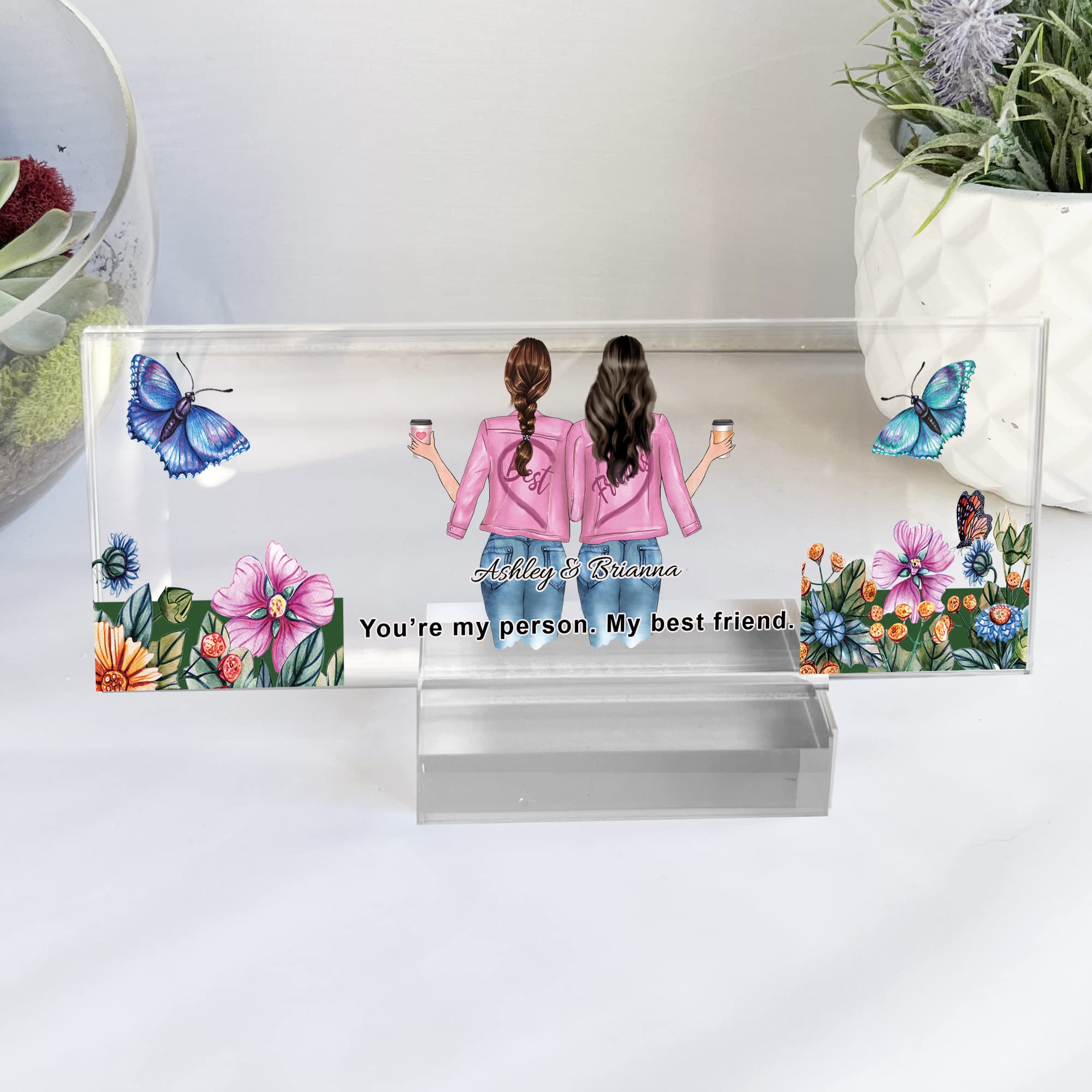 Personalized Best Friend Gifts for Women - Custom Acrylic Plaque for BFF, Sister & Long Distance Friendship - Unique Birthday Gifts for Her - Perfect for Anniversaries, Galentine's Day & Special Occasions