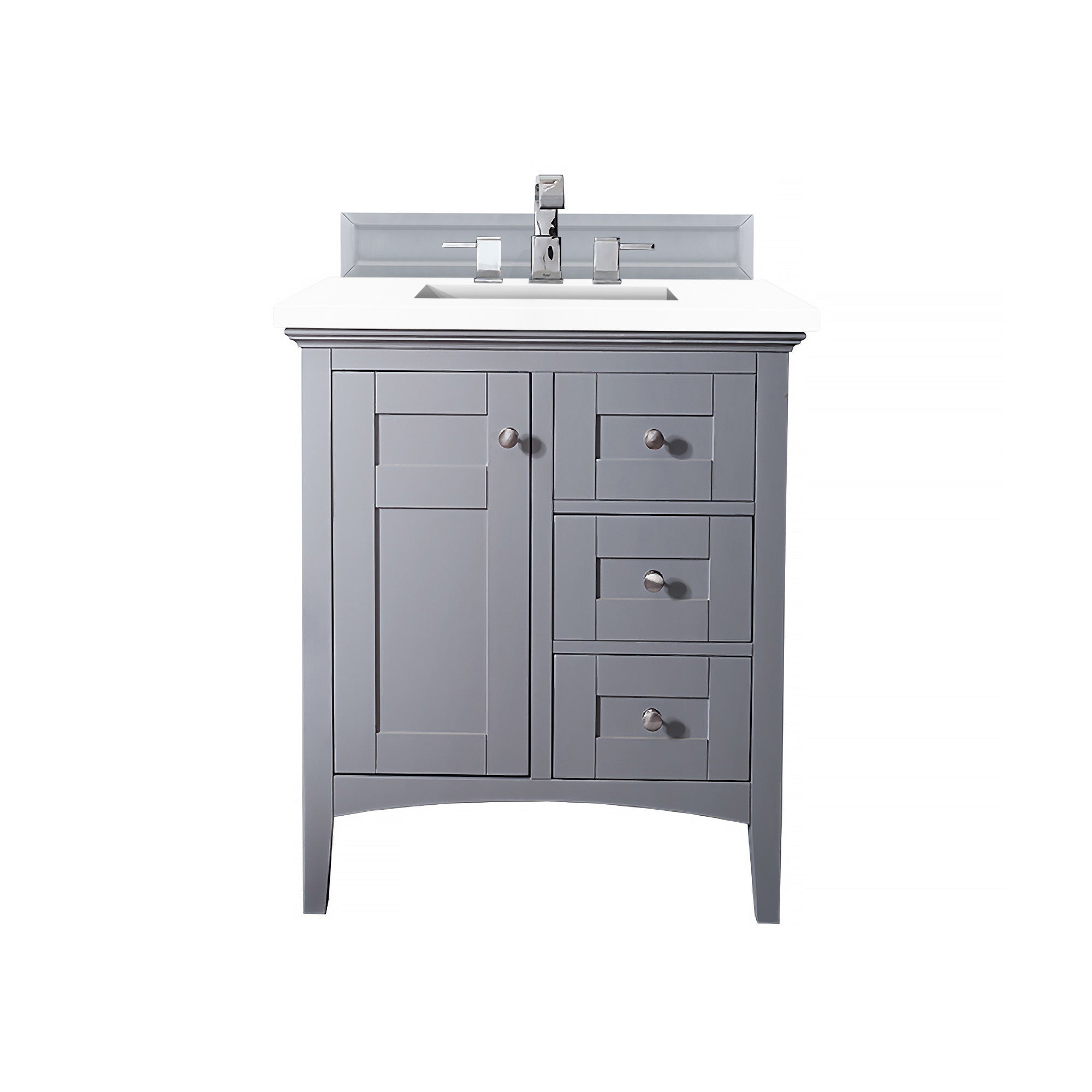 Palisades 30 Inch Single Bathroom Vanity with Classic White Quartz Top - Silver Gray Finish for Modern Home Decor | Perfect for Small Bathrooms & Powder Rooms