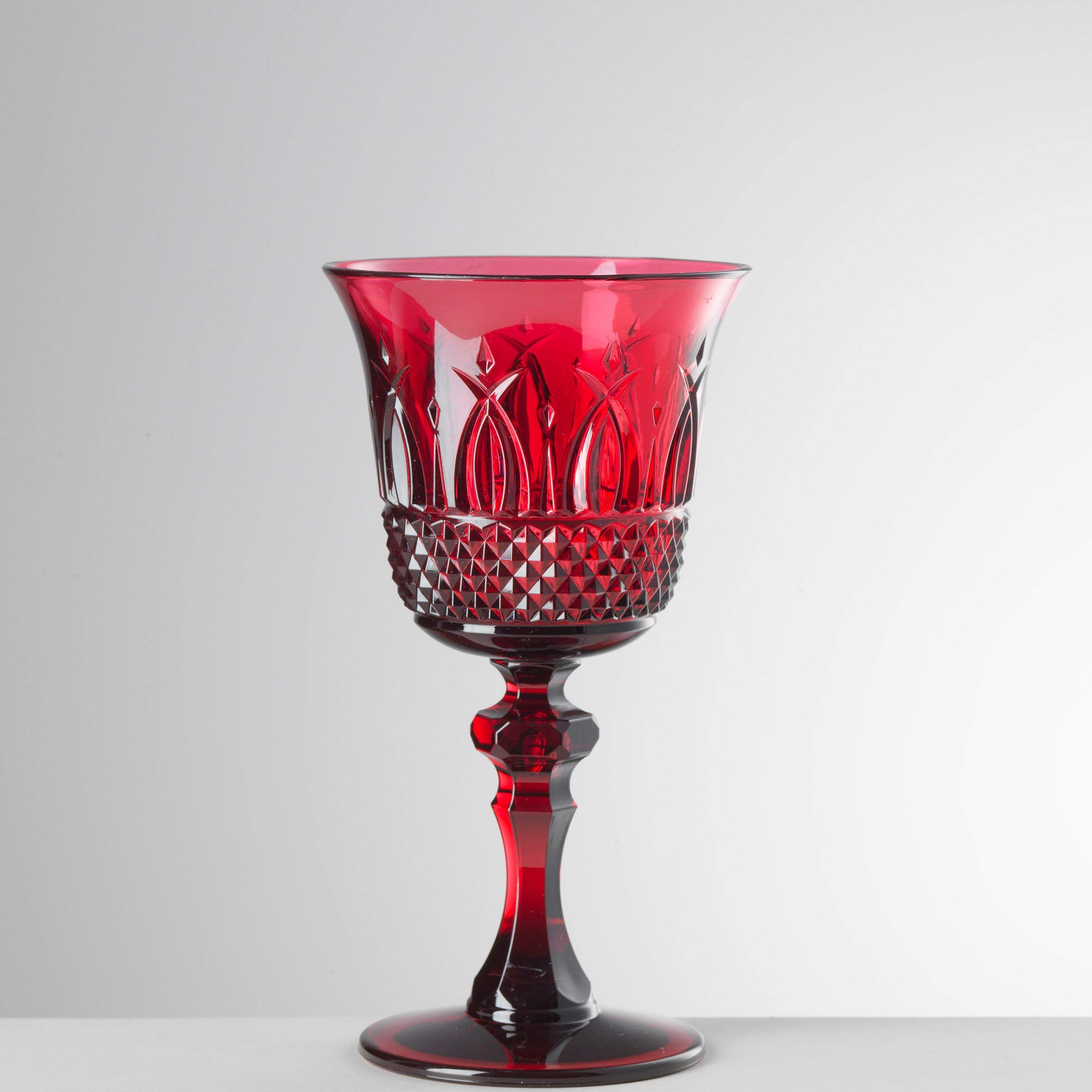 Premium Mario Luca Giusti Set of 6 Italia Wine Glasses - Elegant Ruby Red Crystal Stemware for Red Wine, Dinner Parties & Home Entertaining