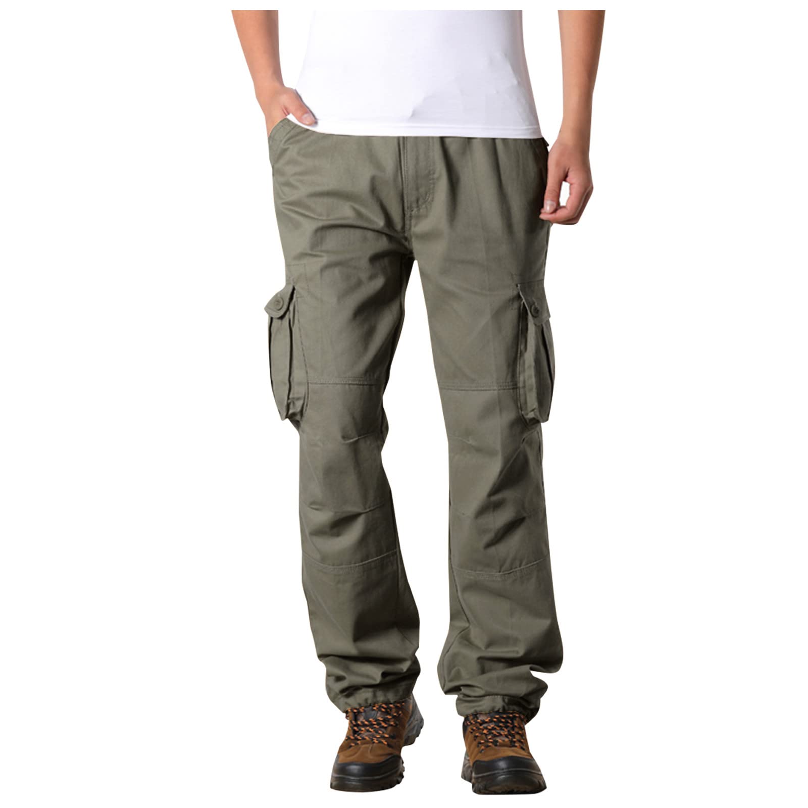 **Men's Durable Cotton Cargo Hiking Pants - Outdoor Straight Leg Trousers for Fishing, Travel & Adventure - Comfortable & Breathable for All-Day Wear**