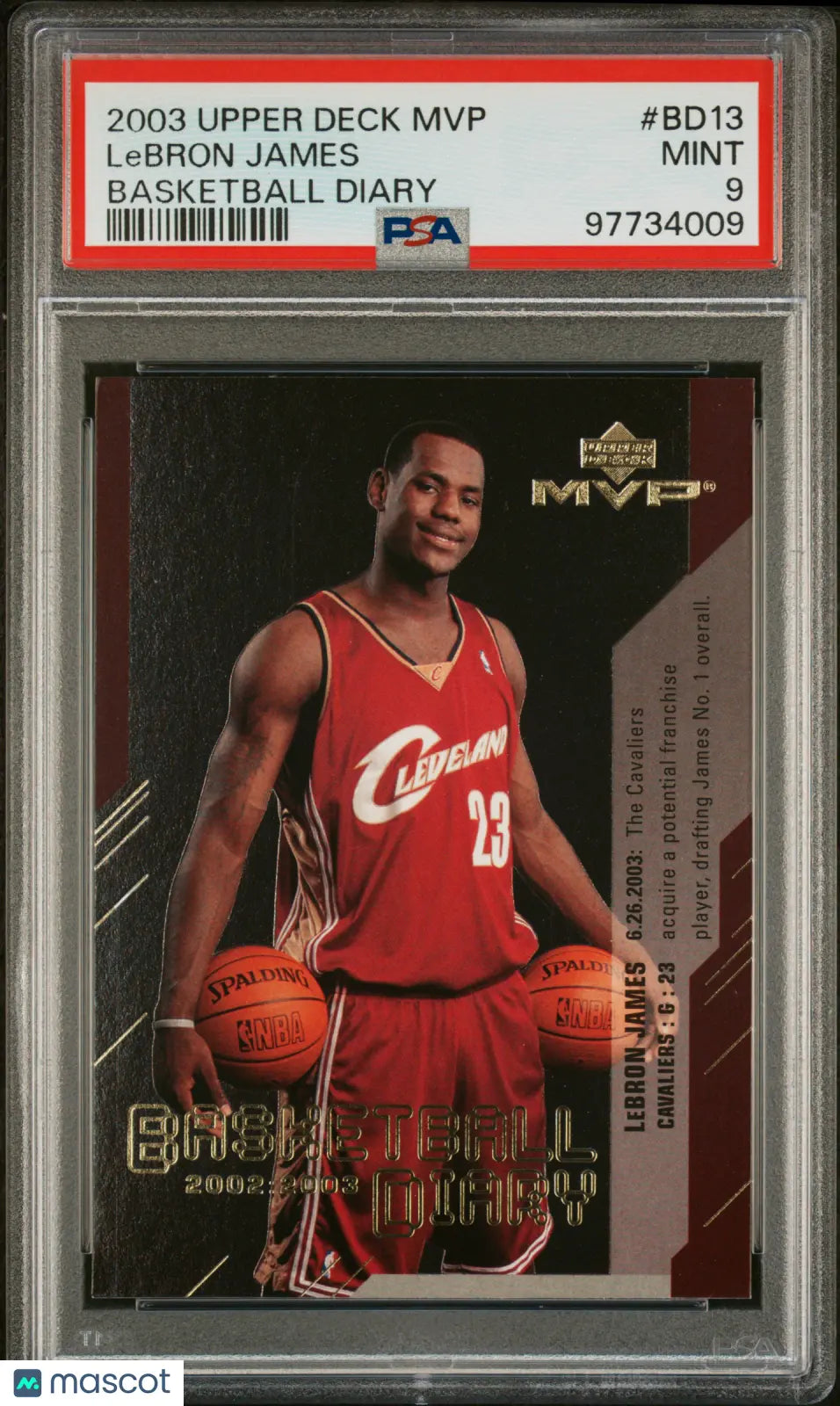 2003 Upper Deck MVP Basketball Diary LeBron James #BD13 PSA 9 Mint Condition - Rare Collectible Basketball Card for Fans & Investors - Perfect for Display, Trading, and Sports Memorabilia Collections