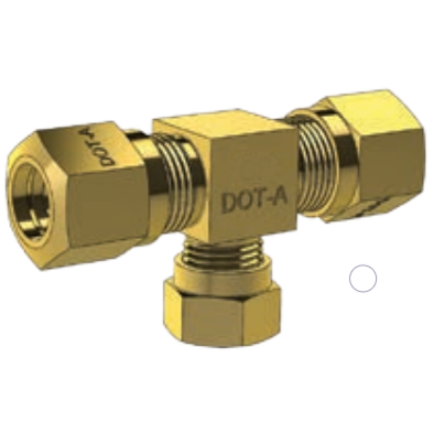 DOT Compression Fitting - Unequal Union Tee - Imperial Tube to NPTF Male Pipe Thread BP 79CDOT - Ideal for Hydraulic Systems, Plumbing, and Industrial Applications