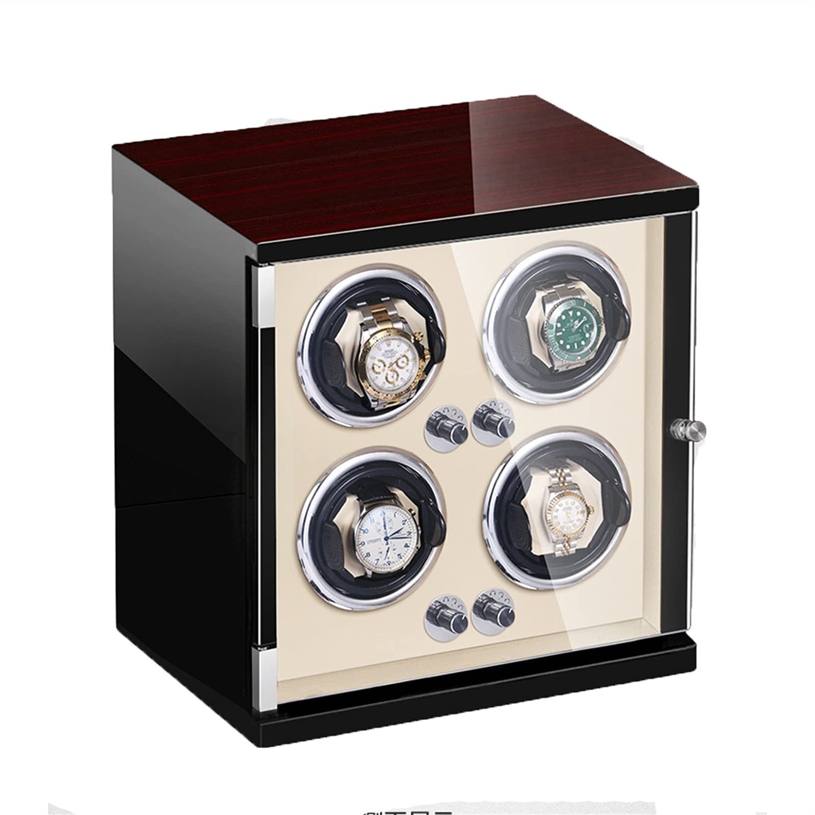 4 Automatic Watch Winder Display Box with LED Lights & Quiet Japanese Mabuchi Motor - Adjustable Watch Pillows for Men & Women - Perfect for Watch Collection Storage & Display at Home/Office
