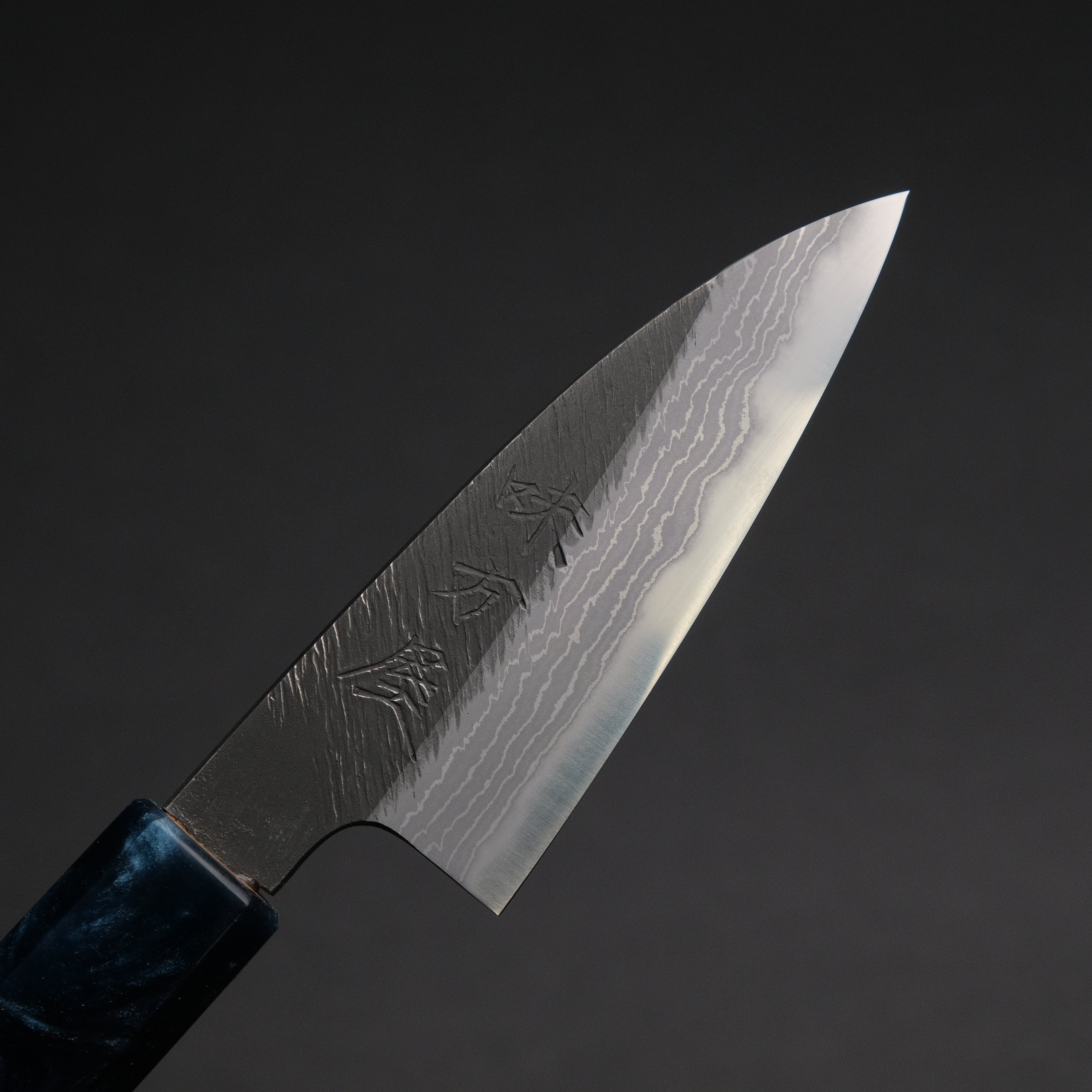 Ajikataya White #2 Matsuba Damascus Petty Knife 80mm - Olive Wood & Resin Handle - Japanese Kitchen Knife for Slicing, Peeling & Precision Cutting - Perfect for Chefs & Home Cooks