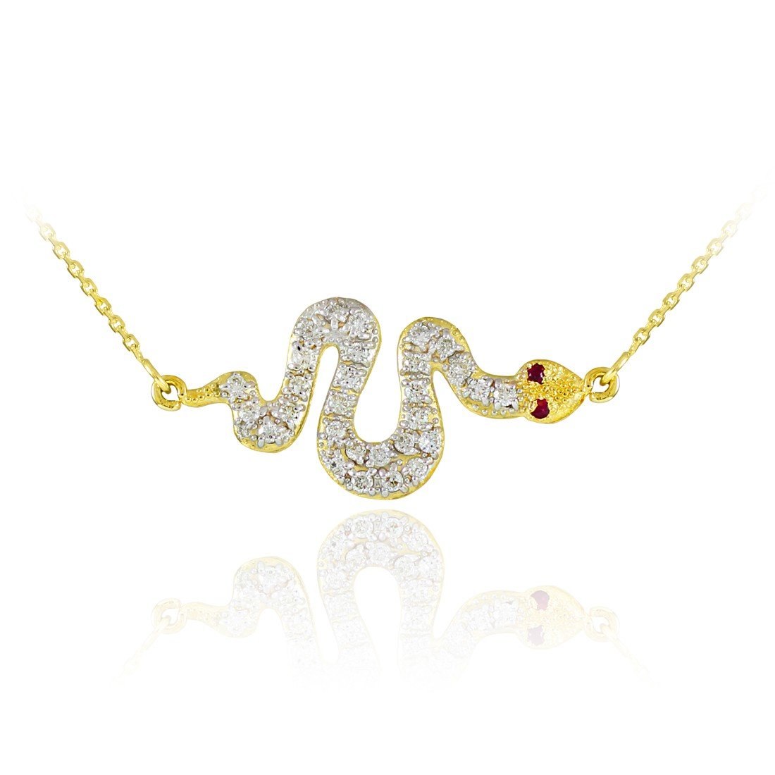 14K Gold Snake CZ Pendant Necklace for Women - Elegant Cubic Zirconia Jewelry Gift for Birthday, Anniversary & Valentine's Day - Perfect for Party, Date Night & Special Occasions