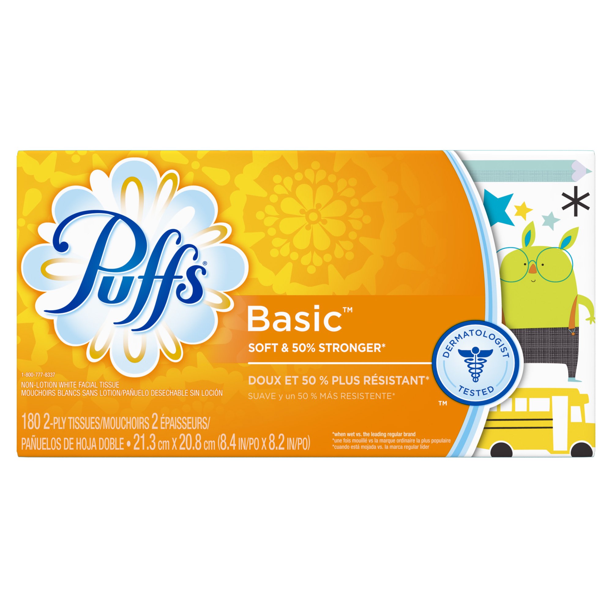 Puffs Basic Facial Tissues, 1 Family Box (180 Tissues) - 24 Pack | Soft & Strong for Everyday Use at Home, Office & Travel