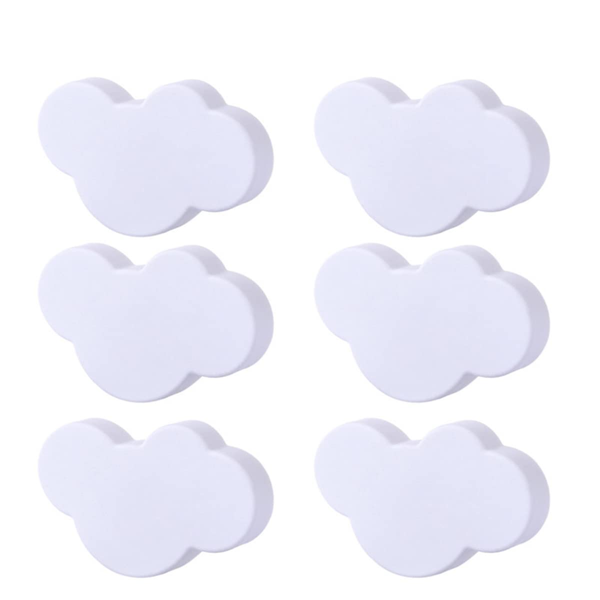 10Pcs Soft Rubber Cartoon Cloud Shaped Cabinet Knobs - White (6Pcs) for Cabinets, Doors, Dressers & Kitchen Storage | Perfect for Kids' Rooms, Nursery Decor & DIY Furniture Projects