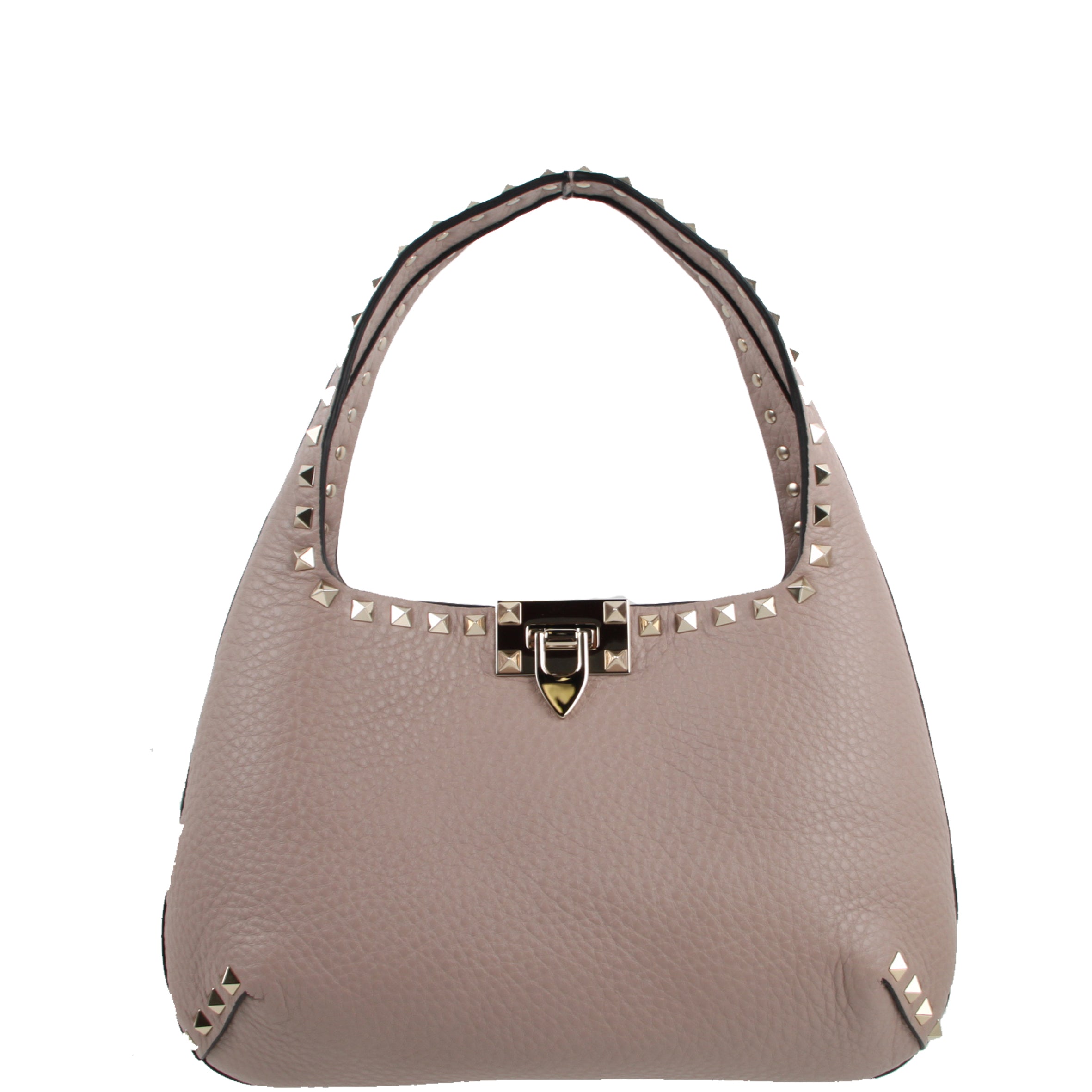 Valentino Rockstud Small Hobo Bag in Poudre Pink - Elegant Crossbody Purse for Women, Perfect for Date Night & Evening Events