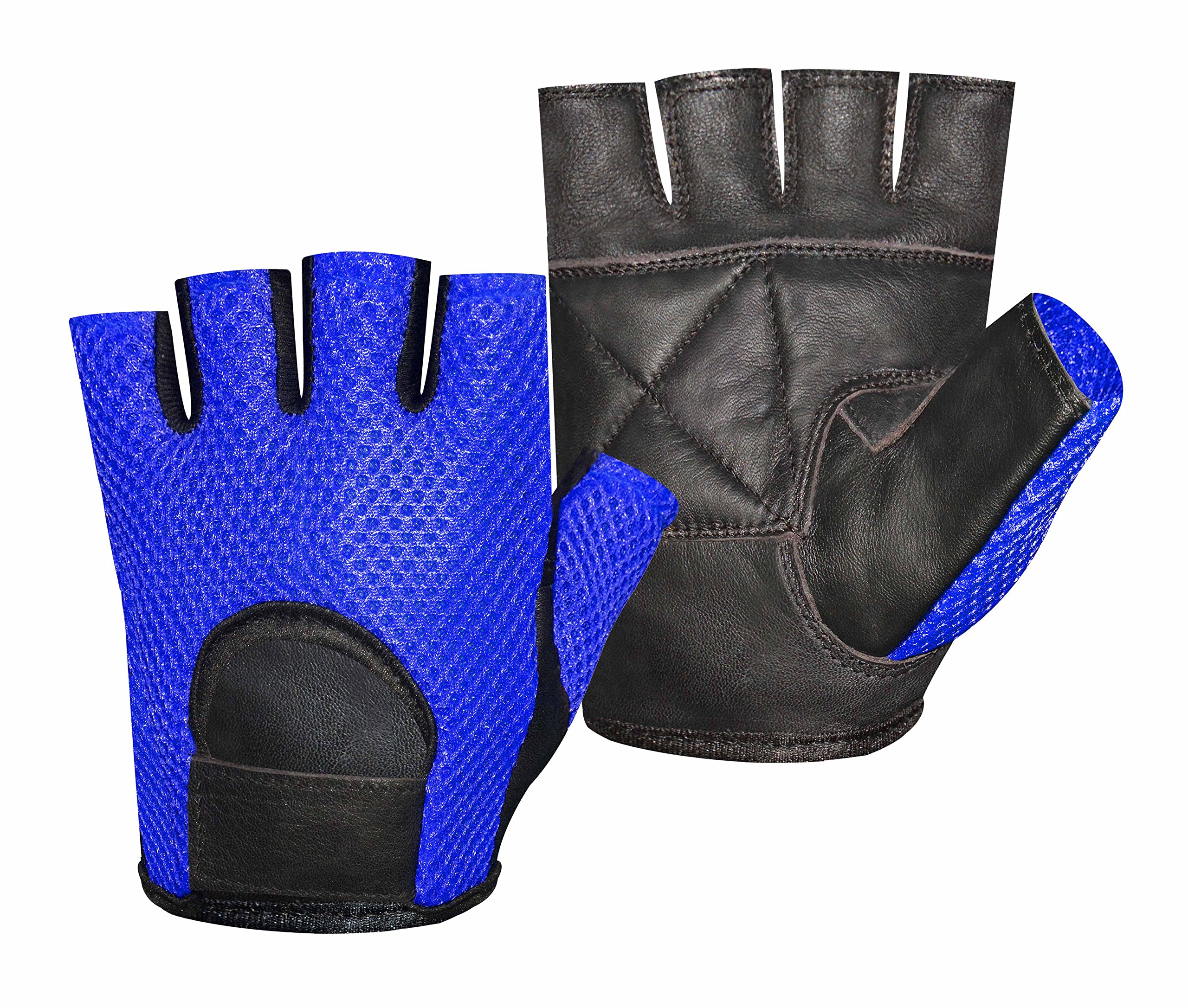 Premium Mesh Leather Gym Gloves for Weight Training, Fitness & Wheelchair Use - Medium Size | Ideal for Cycling, CrossFit & Hand Protection