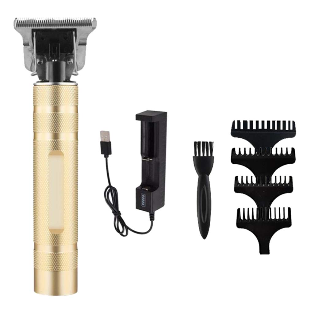 Professional Cordless Hair Clippers for Men - Electric T-Shaped Trimmer Kit with Gold Finish (T1 Gold) | Perfect for Home Haircuts, Beard Grooming & Styling