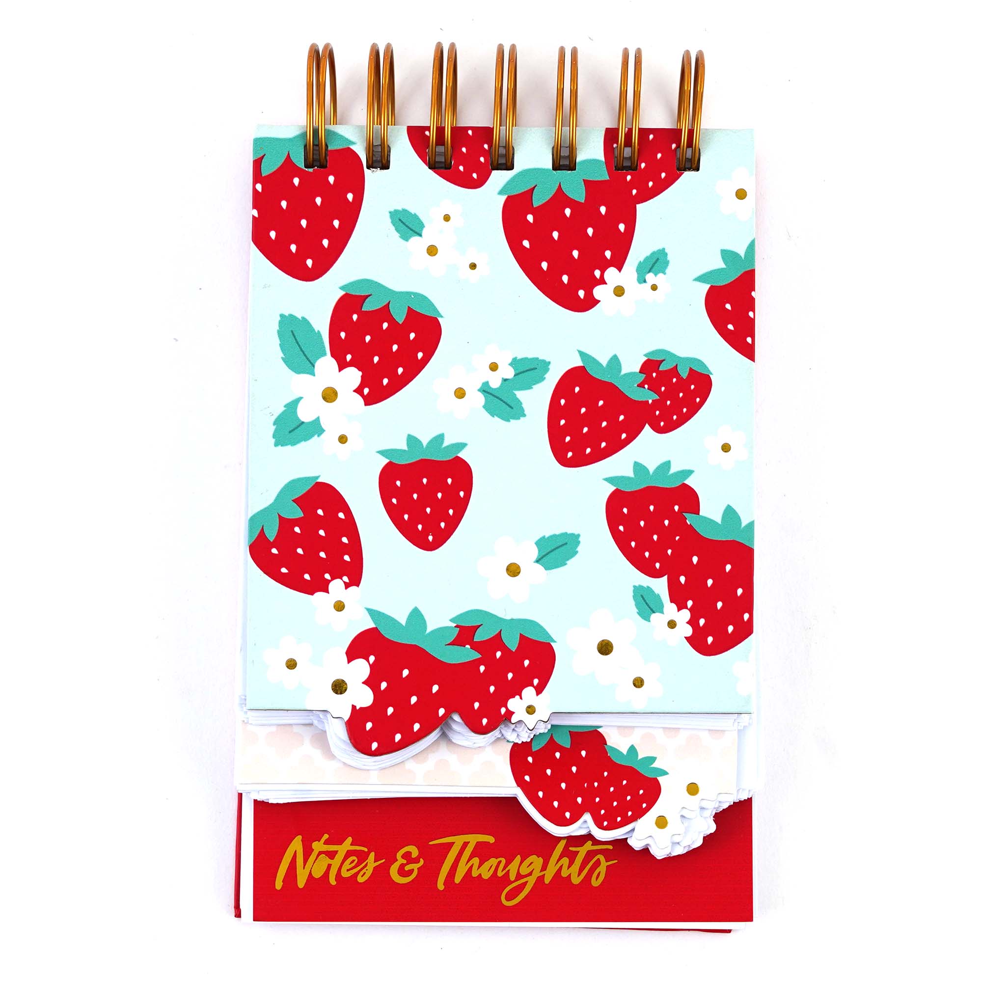 180-Sheet Spiral Notepad with Tiered Design, Sweet Strawberry Pattern, 6.875