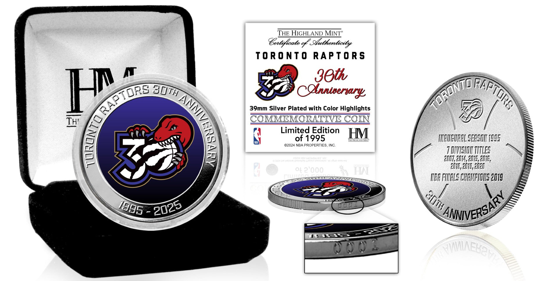 Toronto Raptors 30th Anniversary Limited Edition Commemorative Silver Coin - Perfect for NBA Fans, Collectors & Sports Memorabilia Gifts