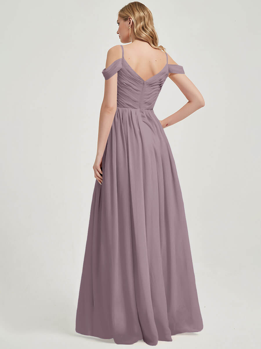 Elegant Dusk Spaghetti Straps Pleated Chiffon Bridesmaid Dress - Perfect for Weddings, Formal Events & Special Occasions