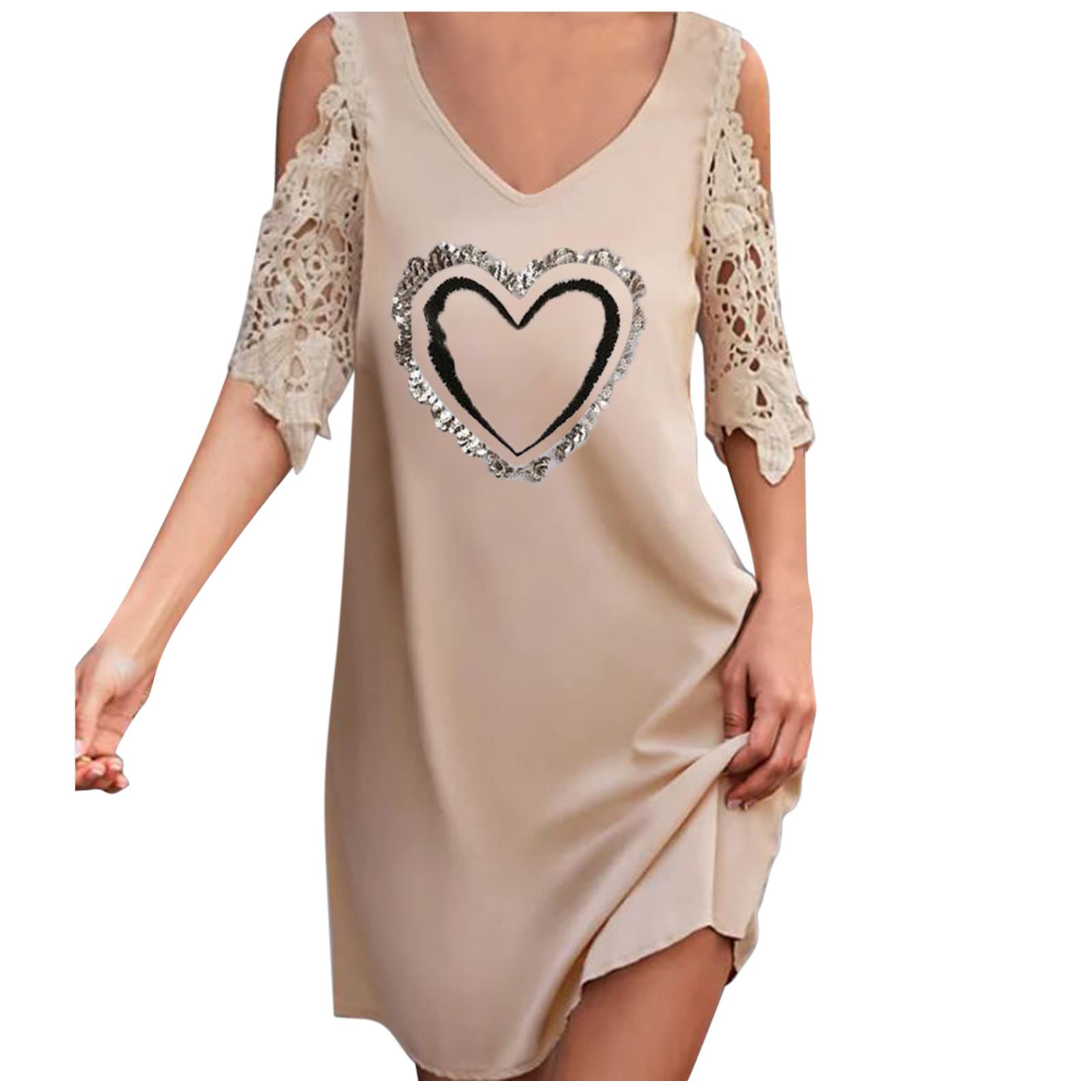 Trendy Women's Strappy Cold Shoulder Shirt Dress - Summer & Spring Hollow Loose Short Sleeve Dress for Casual Outings, Beach Vacations, and Date Nights