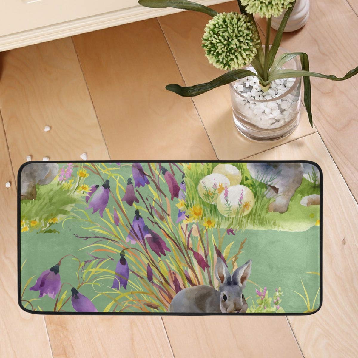 DOMIKING Non-Slip Kitchen Floor Mat - Washable Anti-Fatigue Bath Rug with Easter Egg Design (20x20 Inches) for Home Decor, Kitchen, Hallway | Perfect for Holiday Decorations, Cooking Comfort & Entryway Safety