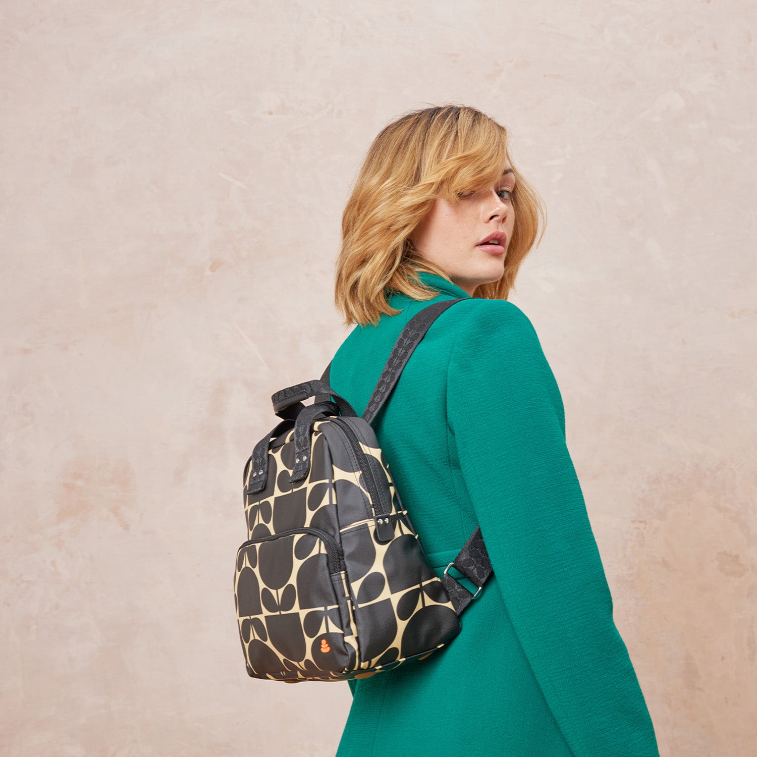 Mini Lotta Backpack - Stylish Block Flower Monochrome Design for Women & Teens | Perfect for School, Travel, and Everyday Use