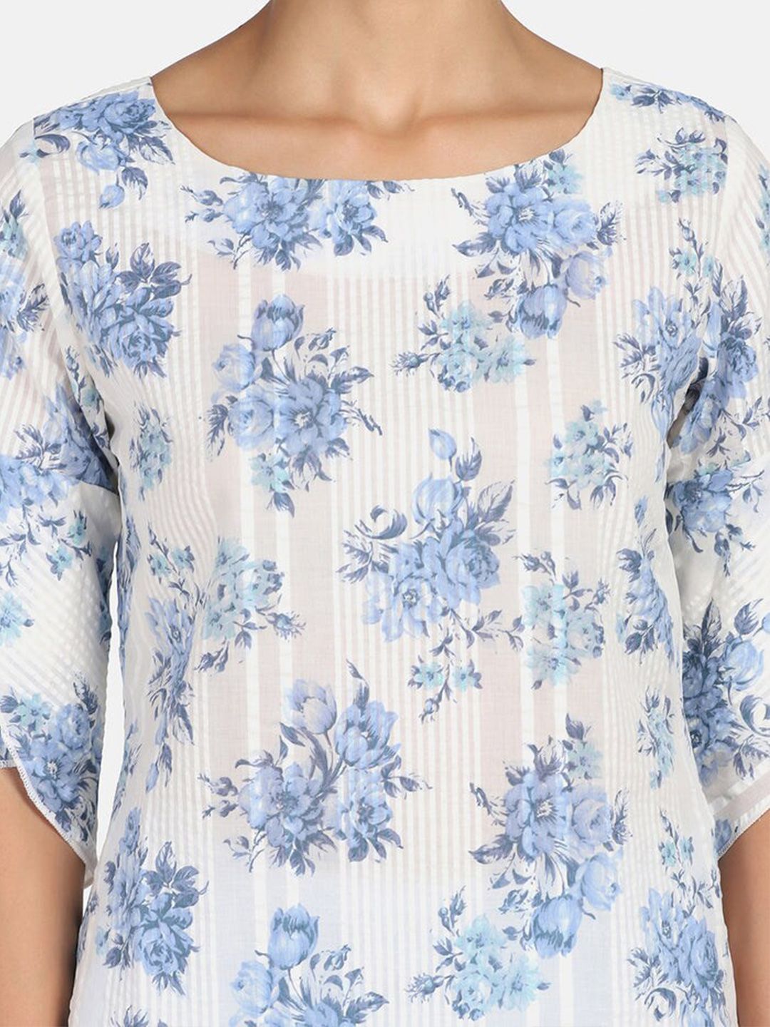 Stylish Blue & White Printed Cotton Top for Women | Casual Summer Blouse | Perfect for Beach Outings, Picnics & Everyday Wear