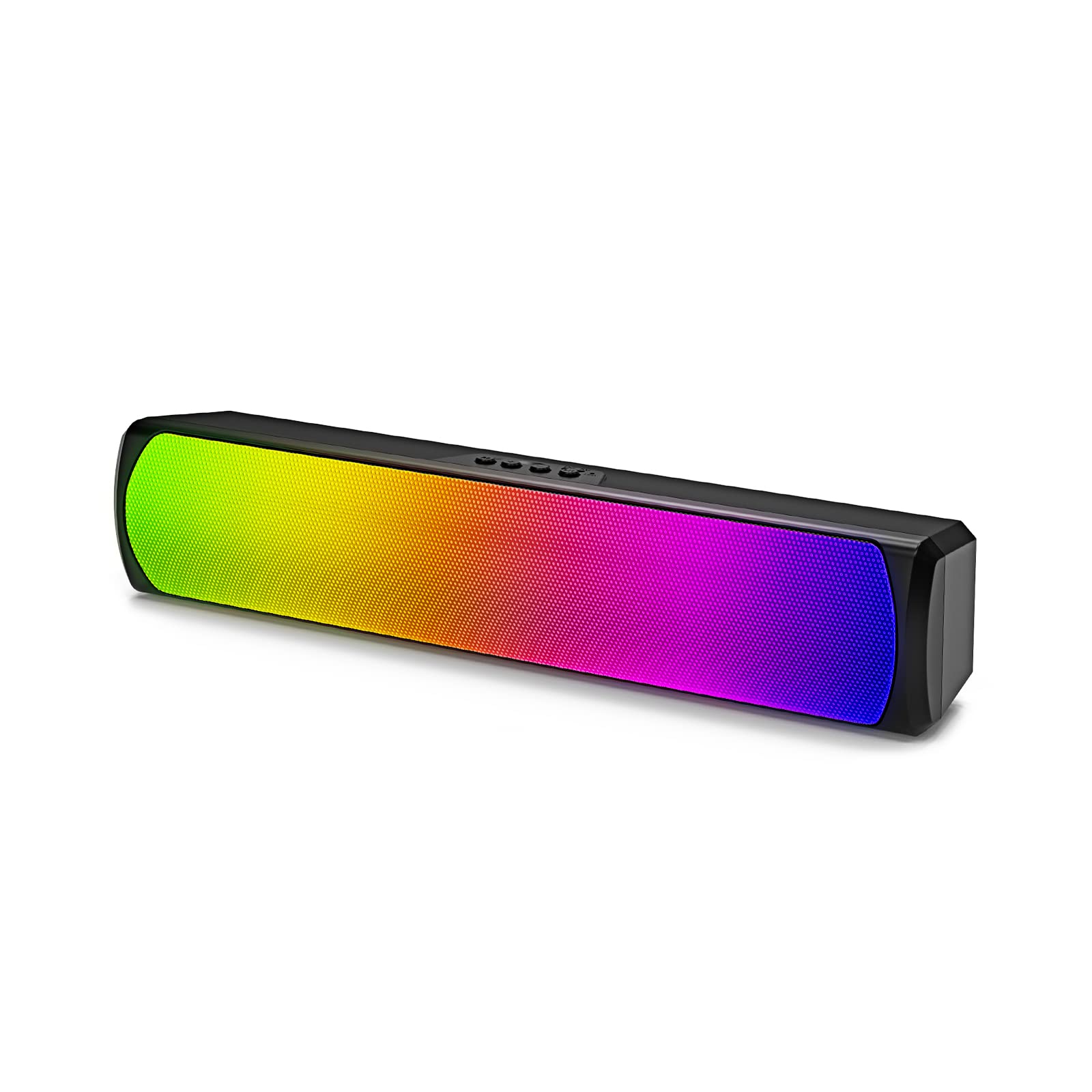 Bluetooth Computer Speakers with RGB Lighting, USB-Powered Soundbar for PC, Laptops, Tablets & Smartphones, 3.5mm AUX Connectivity, Ideal for Gaming, Home Office & Multimedia Entertainment