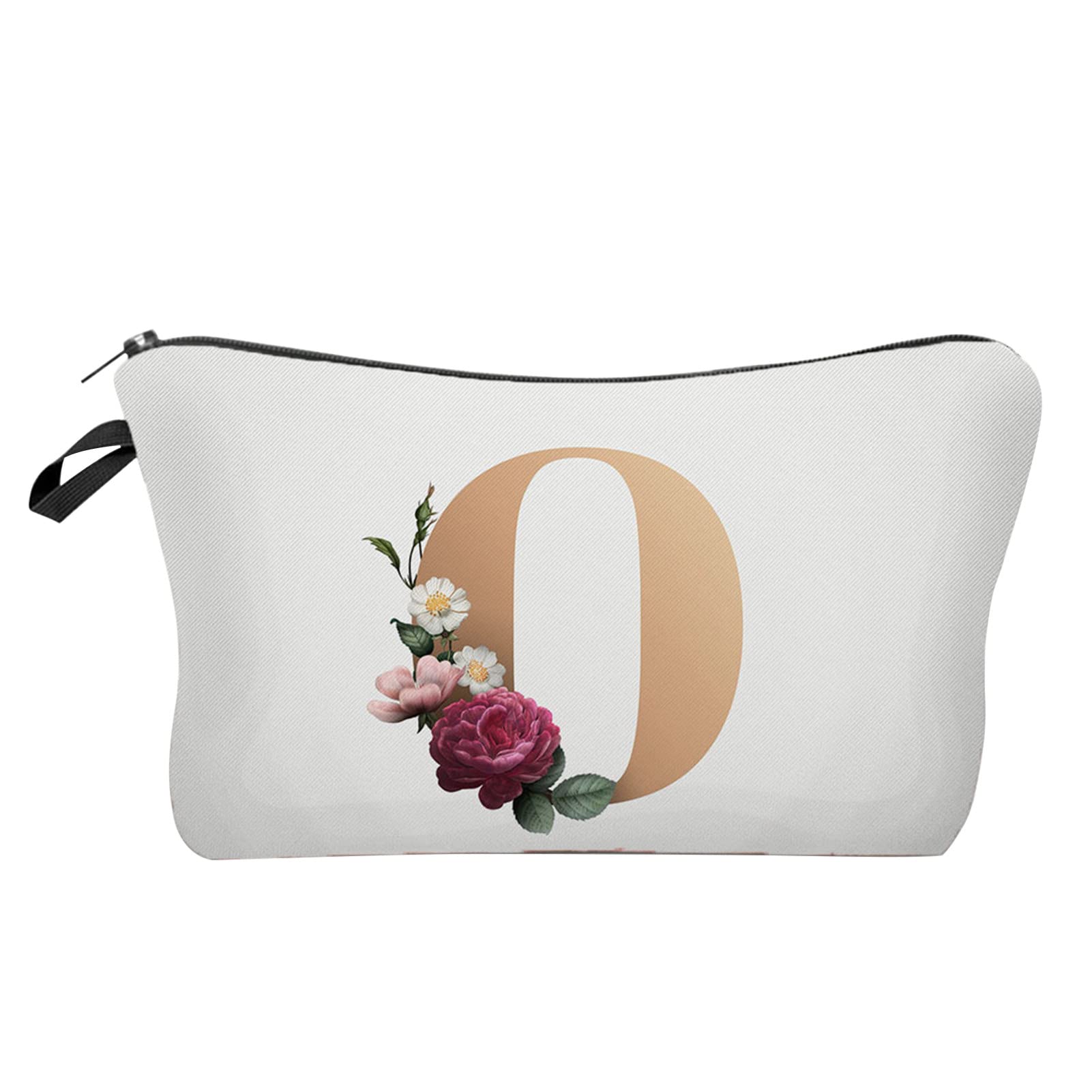 3D Printed Floral Letter Makeup Bag - Waterproof Cosmetic Organizer with Hanging Ring, Travel Toiletry Pouch for Women | Perfect for Vacation, Gym, and Daily Essentials Storage
