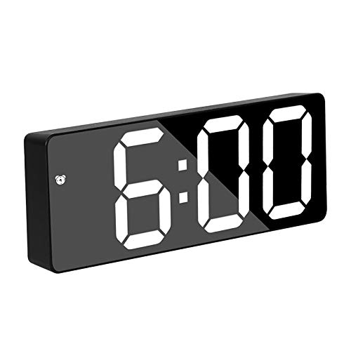 Digital Alarm Clock with LED Mirror Display - 2 USB Charging Ports, Snooze Function, 12/24H Format & 3 Brightness Levels - Perfect for Bedroom, Home Office or Gift (Black) | Wake Up Easily & Charge Devices Simultaneously