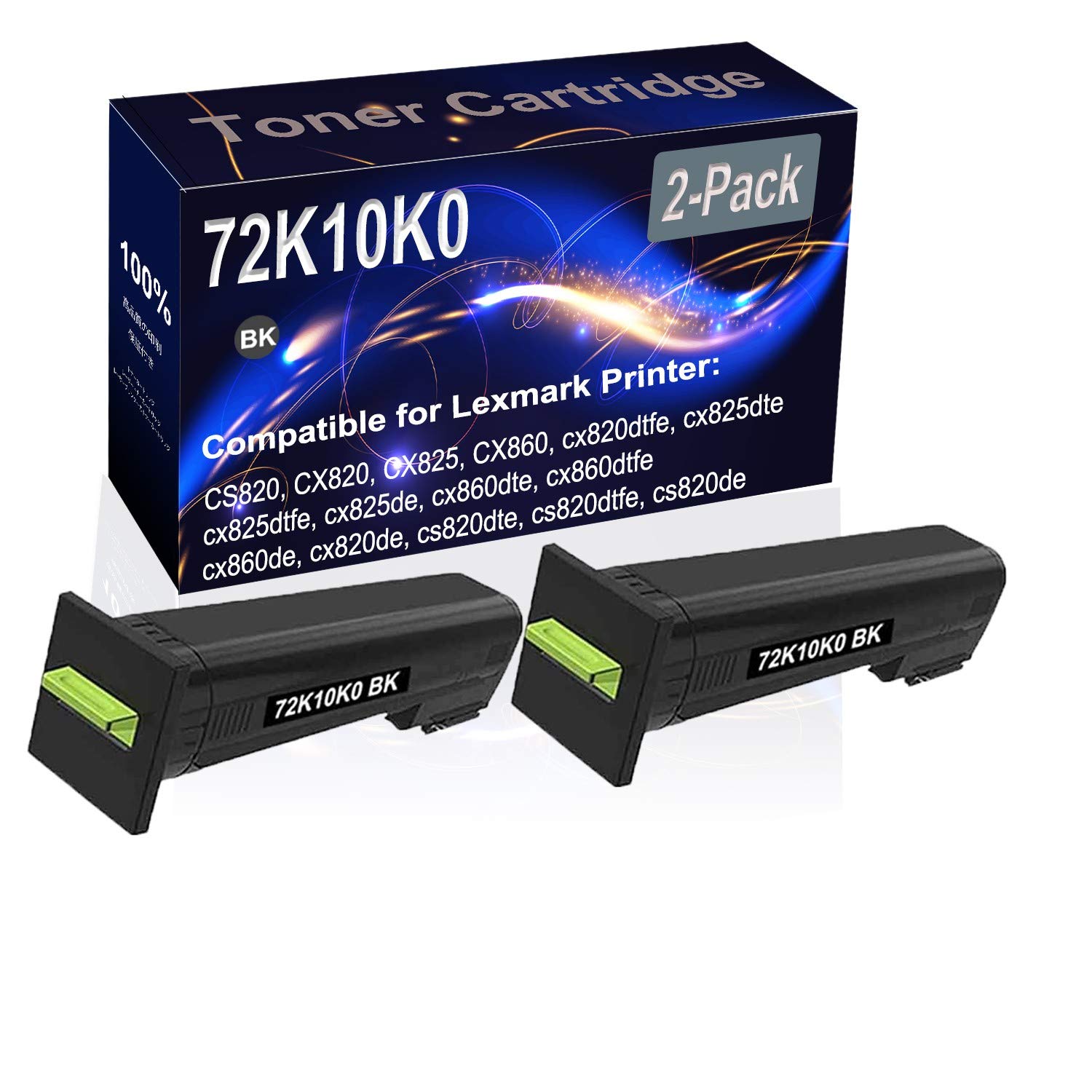 2-Pack Black High Capacity Laser Toner Cartridge - Compatible with CS820 CX820 CX825 CX860 Printers | Replacement for 72K10K0 Printer Toner | Ideal for Office & Home Printing Needs