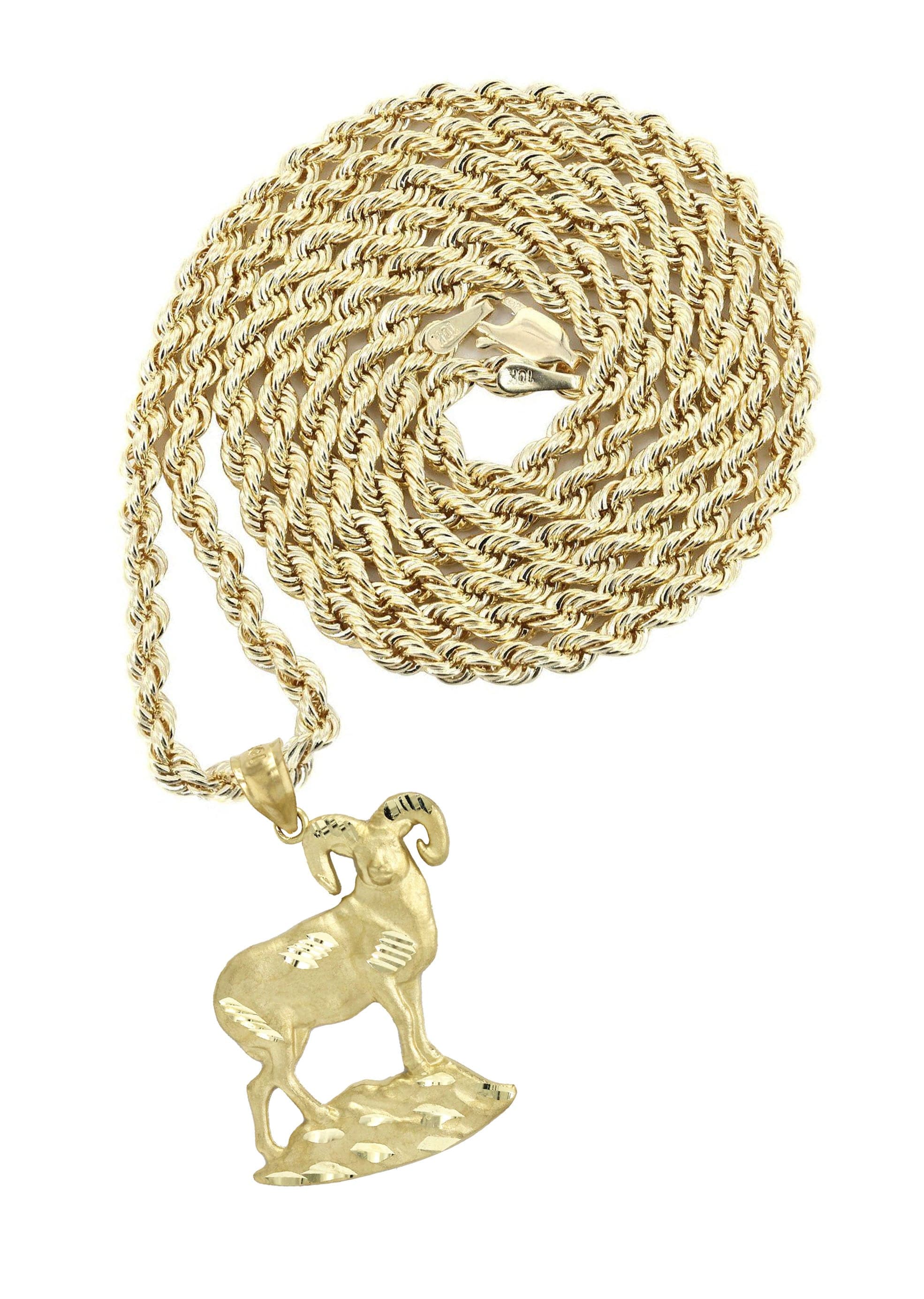 10K Yellow Gold Ram Necklace - 13.8 Grams Solid Gold Zodiac Pendant for Men & Women | Perfect for Birthday Gifts, Anniversary Presents & Spiritual Jewelry