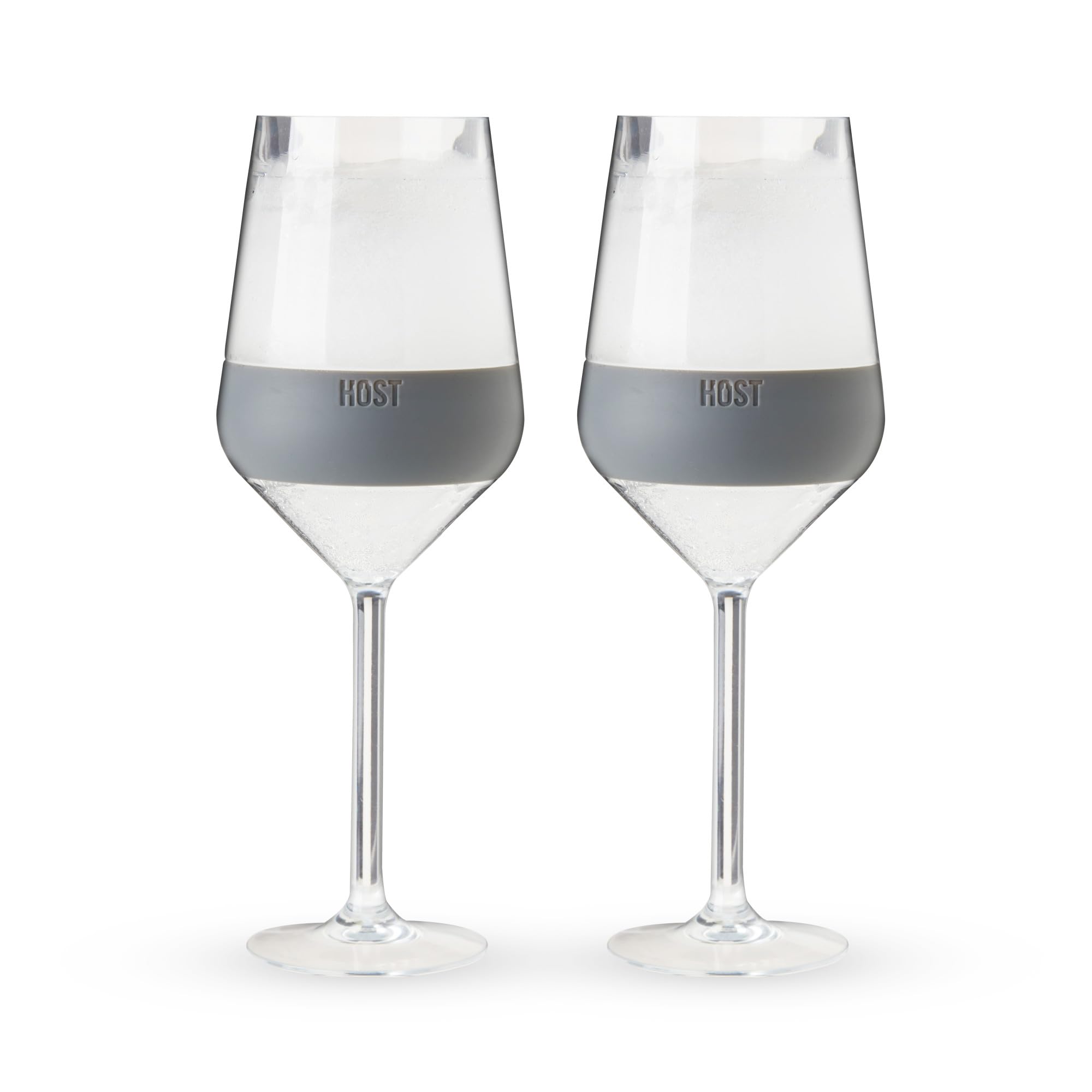 HOST Wine Freeze Stemmed Wine Glasses, 6.5oz Set of 2 Cooling Cups, Mother's Day Gifts for Wife, Mom Birthday Gifts, Women's Gifts, Gray – Perfect for Chilled Wine, Cocktails, and Outdoor Gatherings