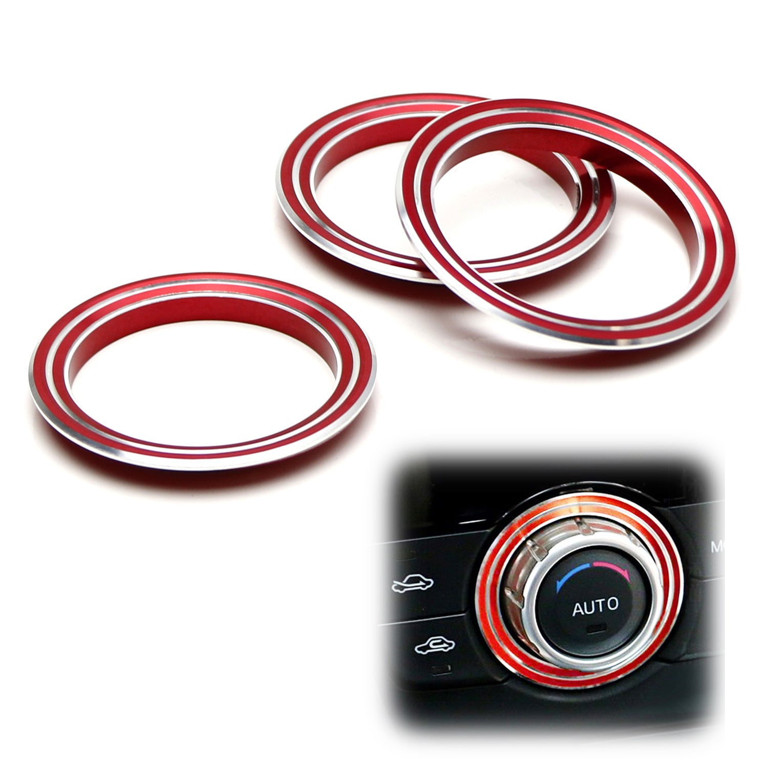 3PCS Red AC Climate Control Switch Knob Rings for 2013-2015 Mazda CX-5 Grand Touring - Upgrade Interior & Enhance Driving Comfort