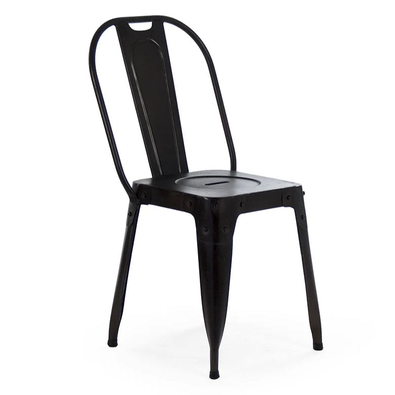 Industrial Black Metal Chair - Heavy Duty Steel Frame for Office, Restaurant & Home Use - Modern & Durable Seating Solution