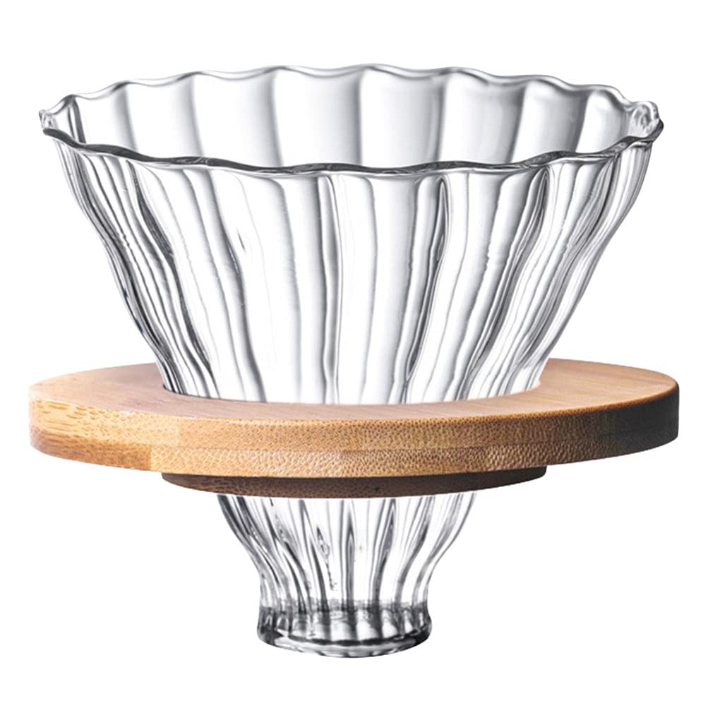 Premium Glass Cone Coffee Filter - Reusable Pour Over Coffee Dripper with Glass Carafe - Manual Brewing Coffee Maker for Home & Office - Perfect for Specialty Coffee Lovers & Baristas