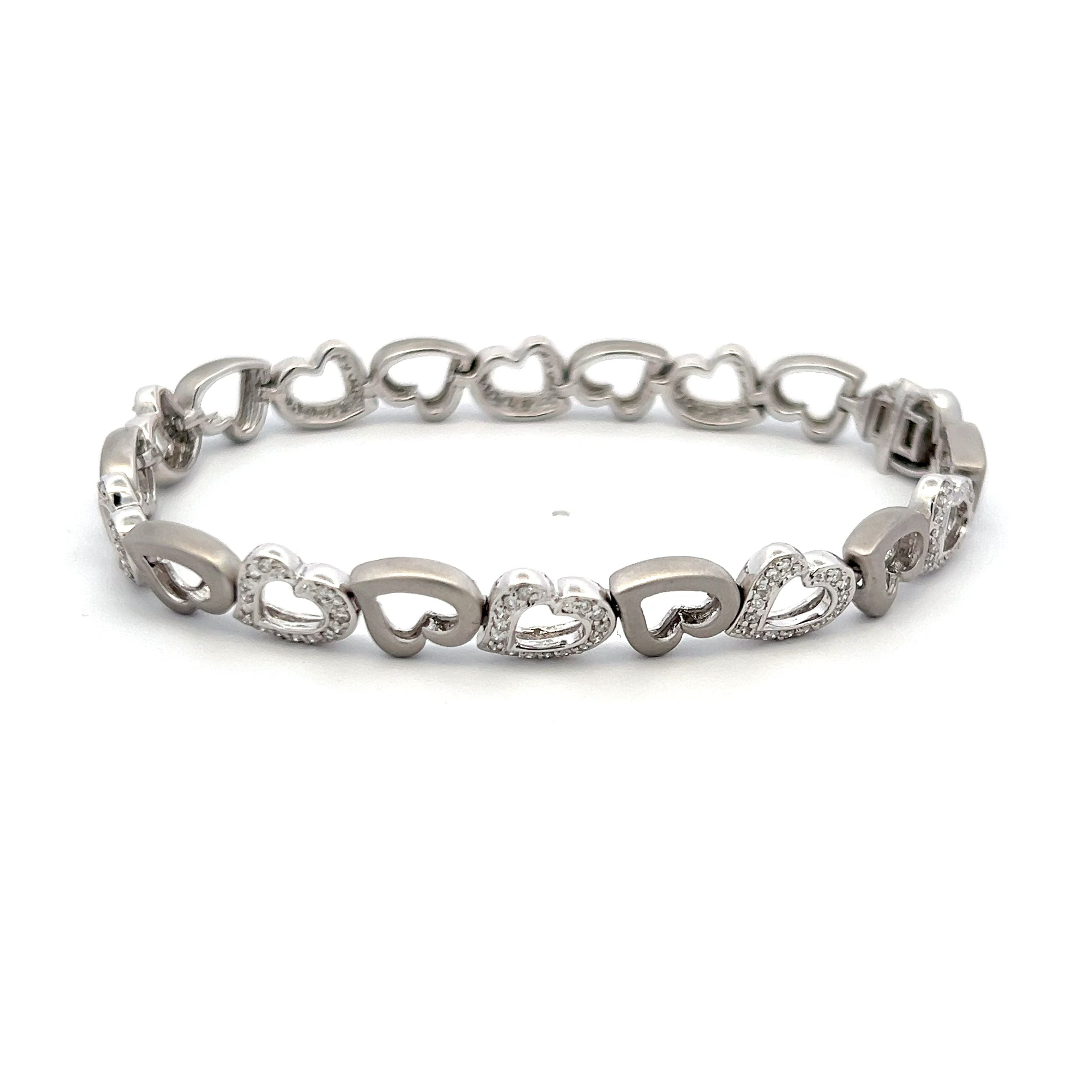 0.76 Carat Round Brilliant I SI1 Diamond 18K White Gold Link Bracelet for Women - Elegant Tennis Bracelet for Anniversary, Wedding & Special Occasion Gifts