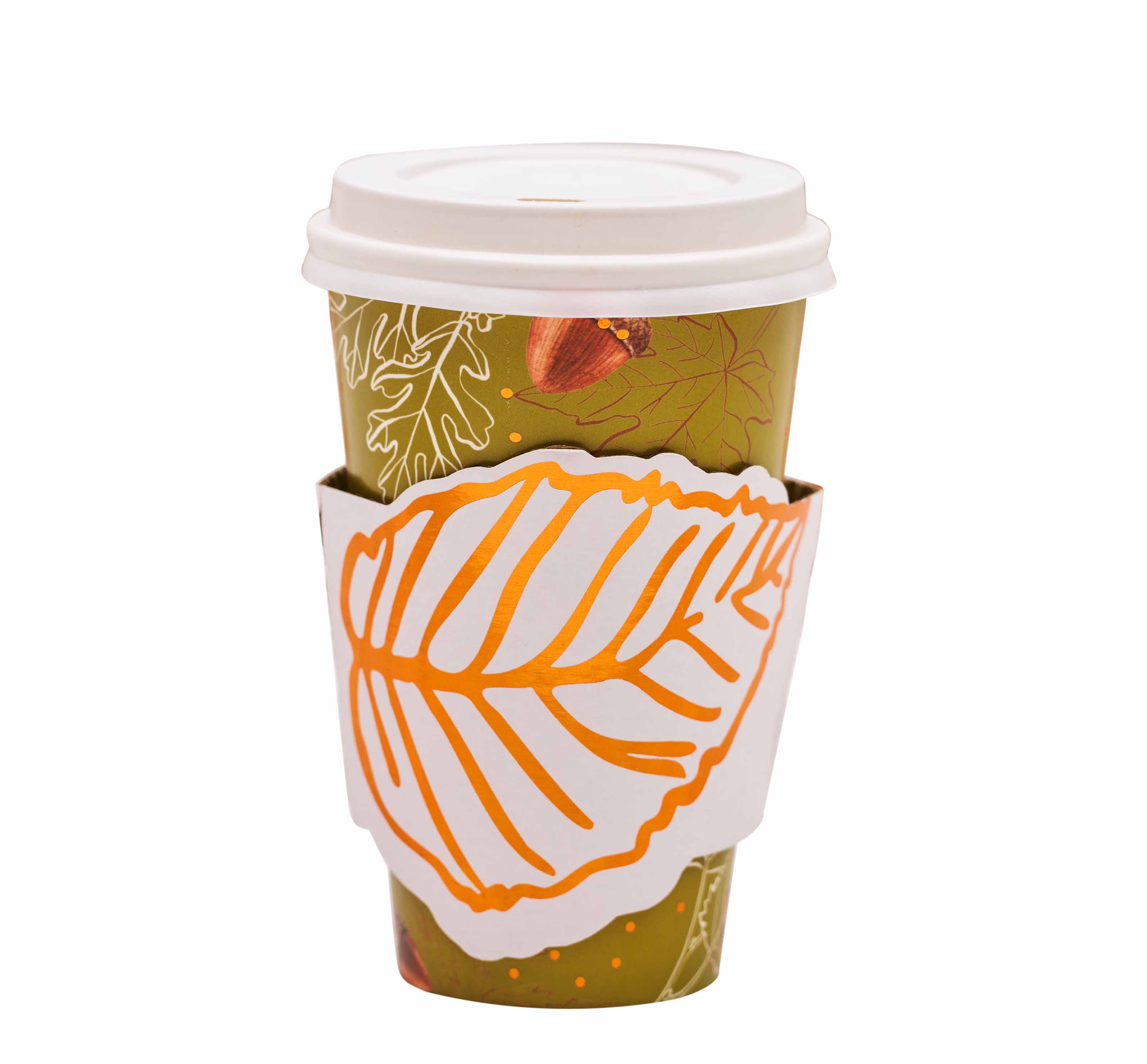 Eco-Friendly Acorn and Oak Paper To-Go Cups - 8 Pack | Biodegradable Disposable Coffee Cups for Office, Picnics & Parties