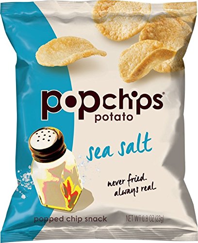 Popchips Sea Salt Potato Chips - Gluten Free, Non-GMO Healthy Snack Pack for Office, School & Travel - Crunchy Baked Chips with Light Sea Salt Flavor