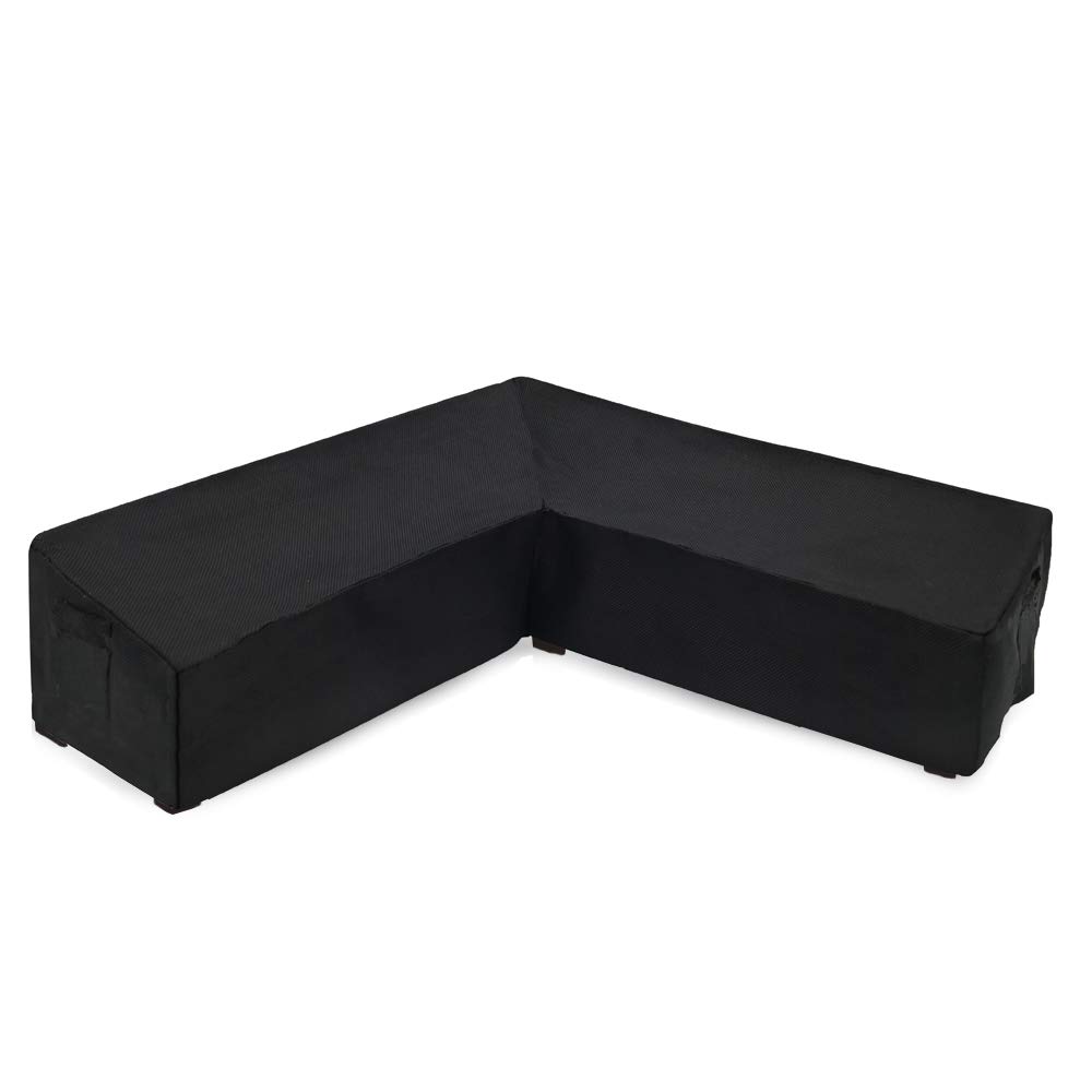 Premium Waterproof Outdoor Sectional Couch Covers for Patio Furniture - All Weather Protection, V-Shaped Design, 100 x 33.5 x 31 Inches, Black - Perfect for Backyard, Deck, and Garden Furniture Protection