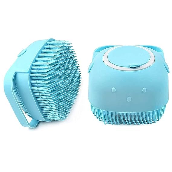Premium Silicone Bath & Body Brush - Exfoliating Shower Scrubber for Deep Cleansing, Back Massager with Built-in Shower Gel Dispenser - Soft Bristles Remove Dirt, Oil & Dead Skin - Perfect for Spa, Home Shower & Travel (Random Colors)