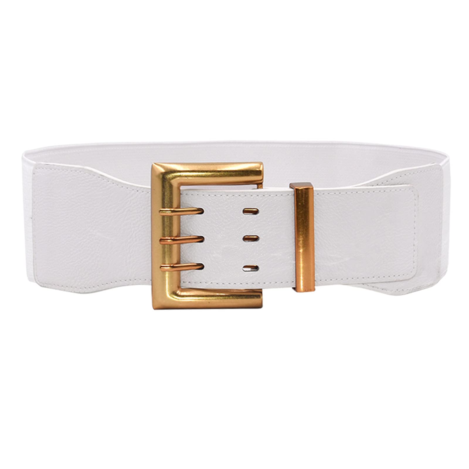 Women's & Men's Stretch Elastic Buckle Waistband Belt - Adjustable Leather Dress Belt for Pants, Skirts & Dresses - Fashionable Black Waist Cincher for Formal & Casual Outfits