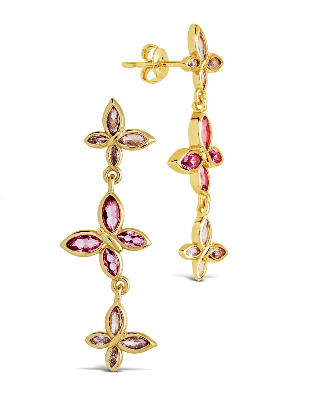 Caria CZ Butterfly Drop Stud Earrings for Women - Sparkling Cubic Zirconia Dangle Earrings - Perfect for Parties, Weddings & Everyday Wear