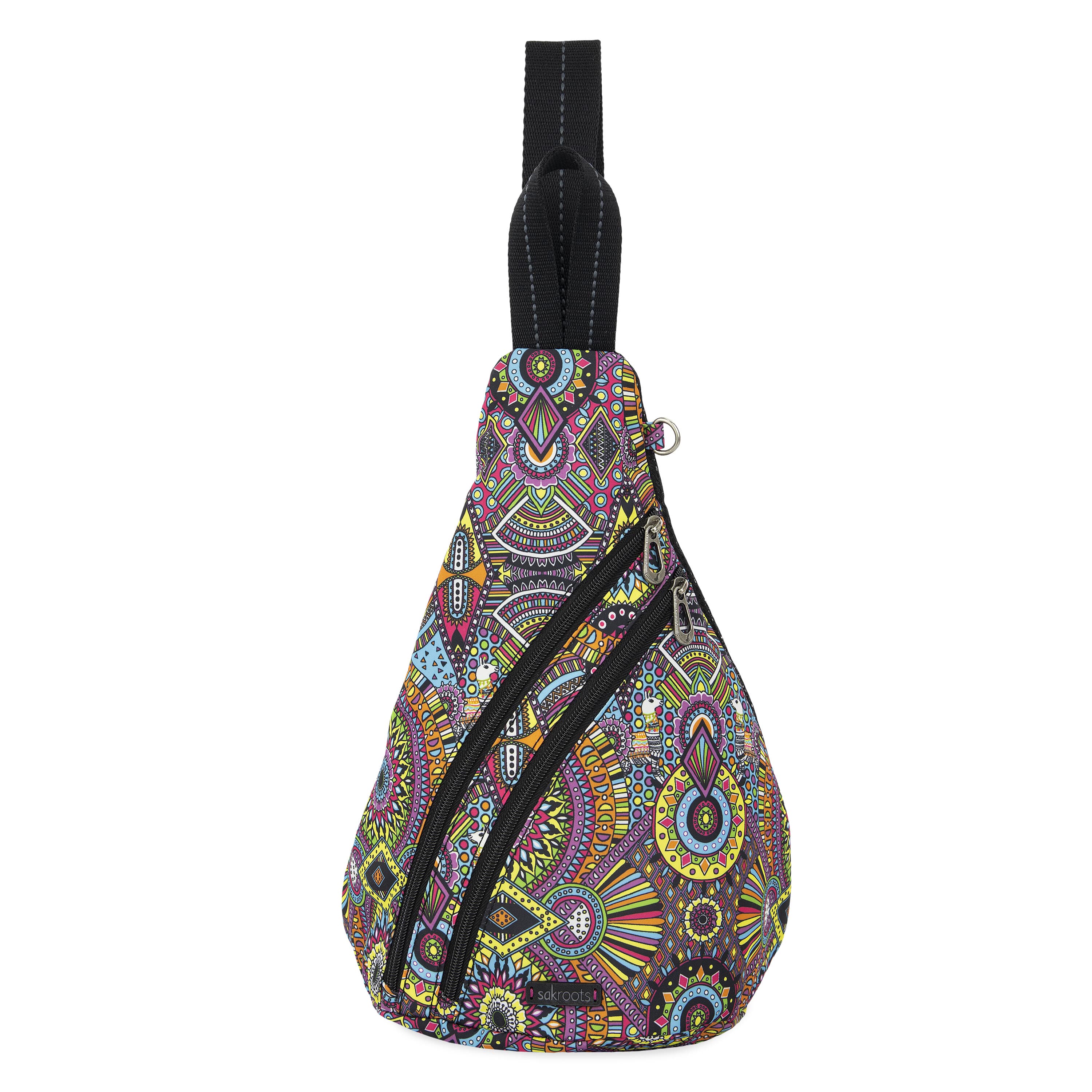 Eco-Friendly Sling Backpack for Travel & Hiking - Lightweight Water-Resistant EcoTwill - Rainbow Wanderlust Design - Perfect for Commuting, Outdoor Adventures & Daily Use