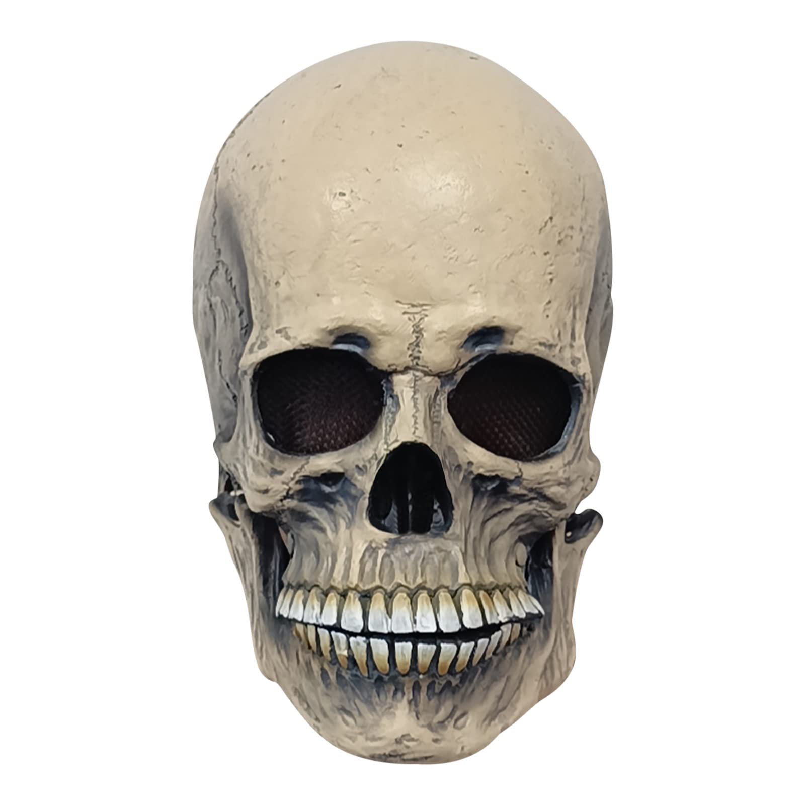 Realistic Halloween Skull Mask with Movable Jaw - Scary Latex Full Head Skeleton Mask for Men & Women - Perfect for Halloween Parties, Haunted Houses, and Cosplay Events