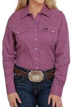 Cinch Women's Long Sleeve Snap Shirt - Pink & Navy Floral Print Western Shirt for Cowgirl Style, Rodeo Events & Casual Wear