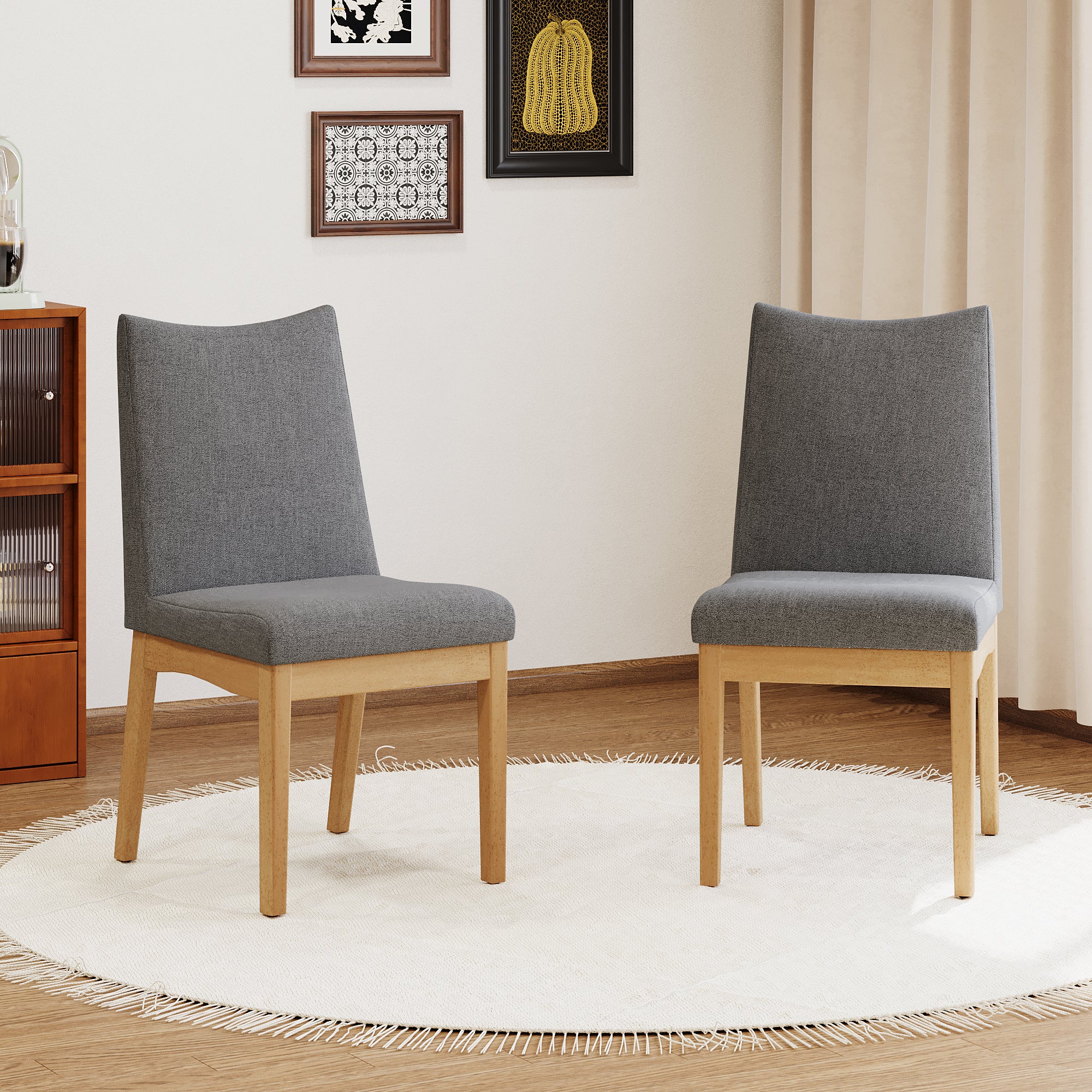 Modern Dining Chairs Set of 2 - Comfortable Kitchen Chairs with Padded Seat - Perfect for Dining Room, Kitchen, Breakfast Nook & Small Spaces