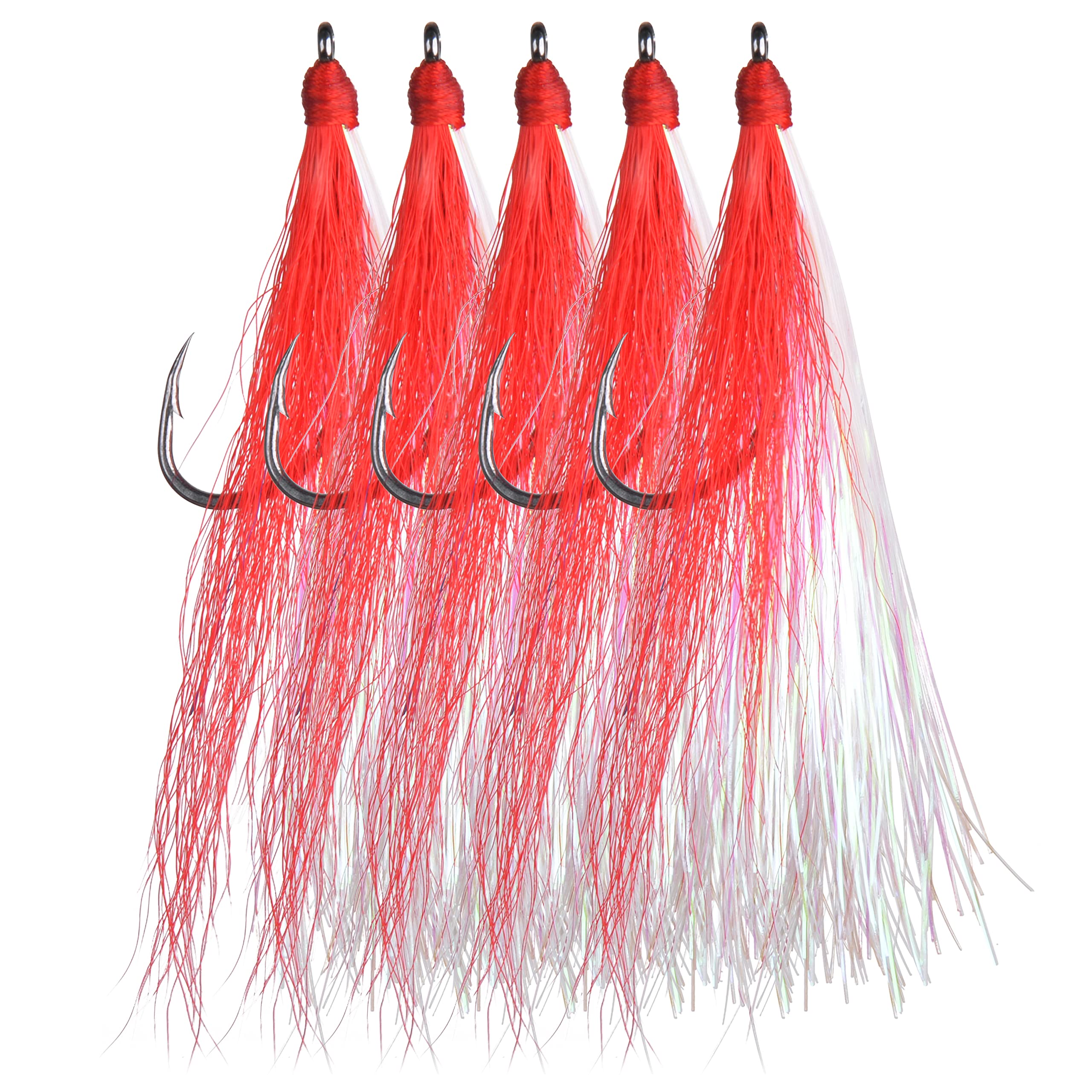 Bucktail Fishing Lures with Hook - 5 Colors for Flounder, Salmon, Trout - Saltwater & Freshwater Fishing
