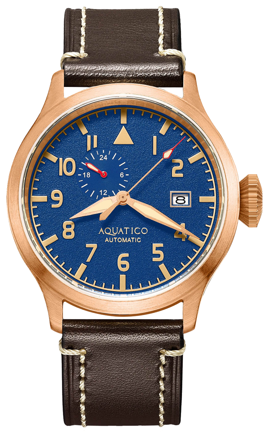 Aquatico Big Pilot Blue Dive Watch - Waterproof Luxury Chronograph for Men - Perfect for Scuba Diving, Sailing & Outdoor Adventures