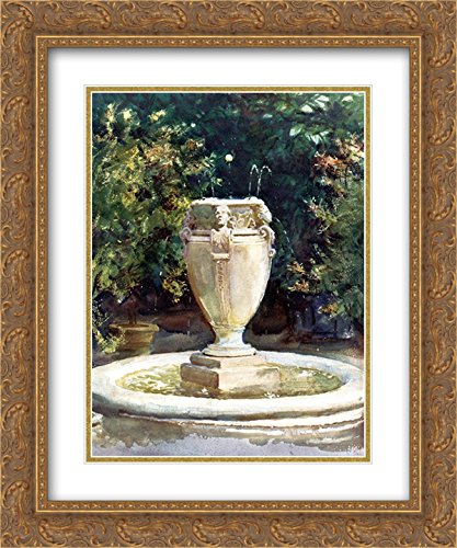 Vase Fountain - Pocantico 20x24 Inch Gold Ornate Frame with Double Matted Museum Art Print by John Singer Sargent - Perfect for Living Room Decor, Office Wall Art & Gift Ideas