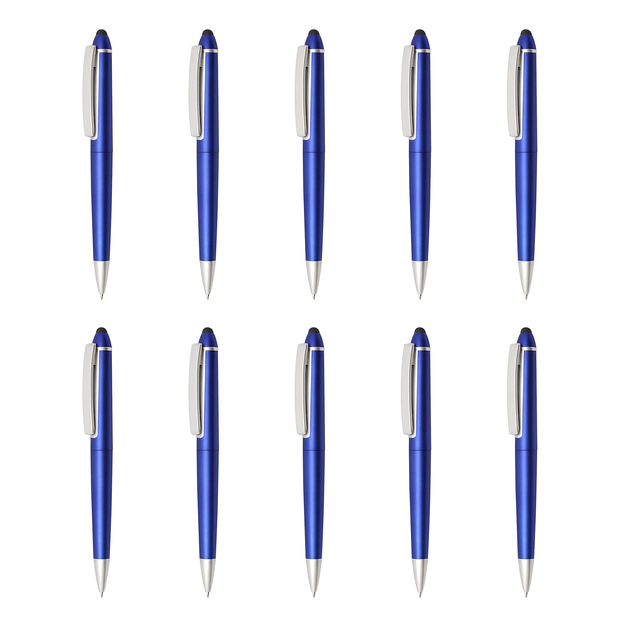10-Pack Gillette Twist Action Plastic Stylus Pens with Black Ink - Blue Barrel - Perfect for Touchscreen Devices, Note-Taking & Office Use