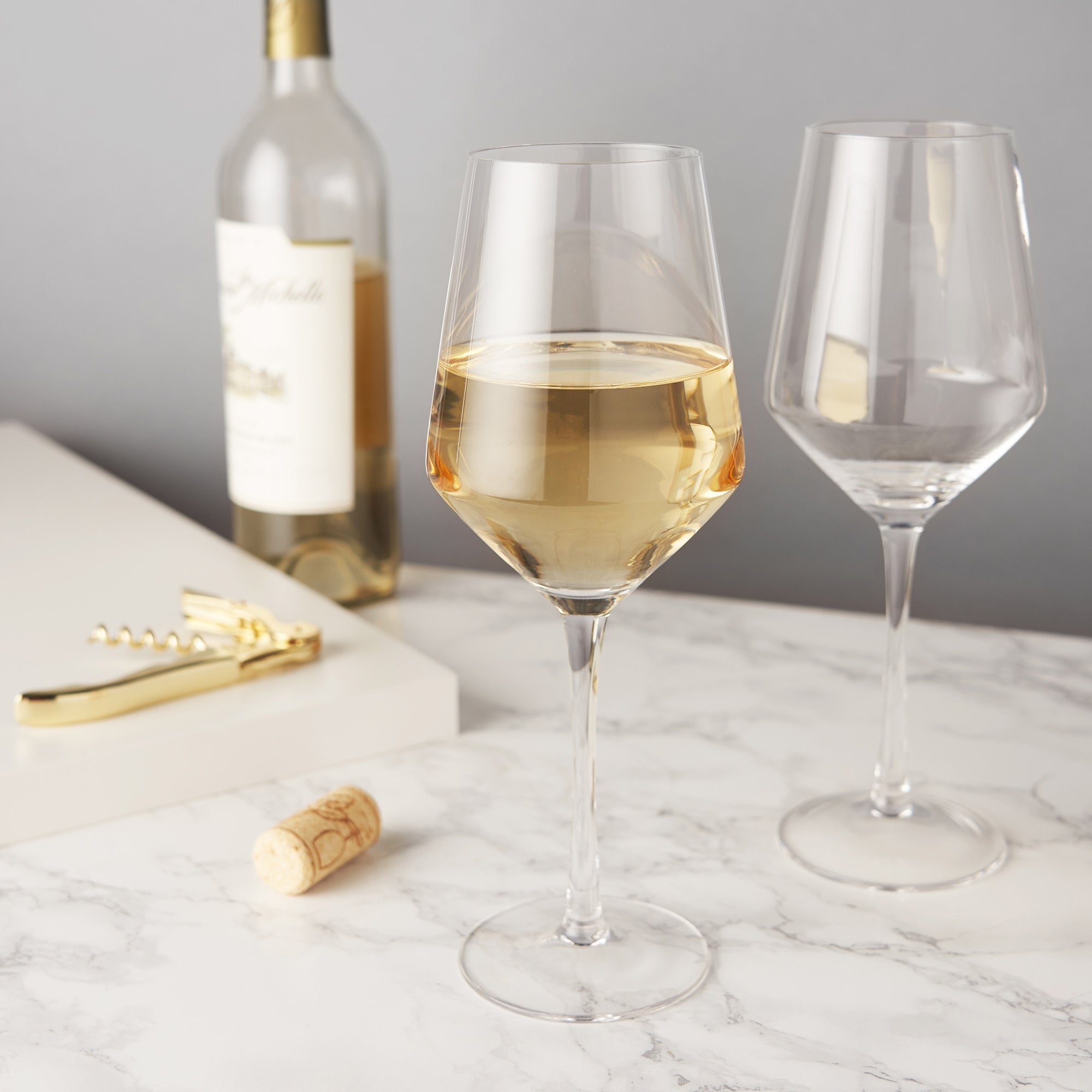 Premium Raye Angled Crystal Chardonnay Wine Glasses Set of 2 - Elegant Stemware for Fine Dining, Romantic Dinners & Wine Tasting Events