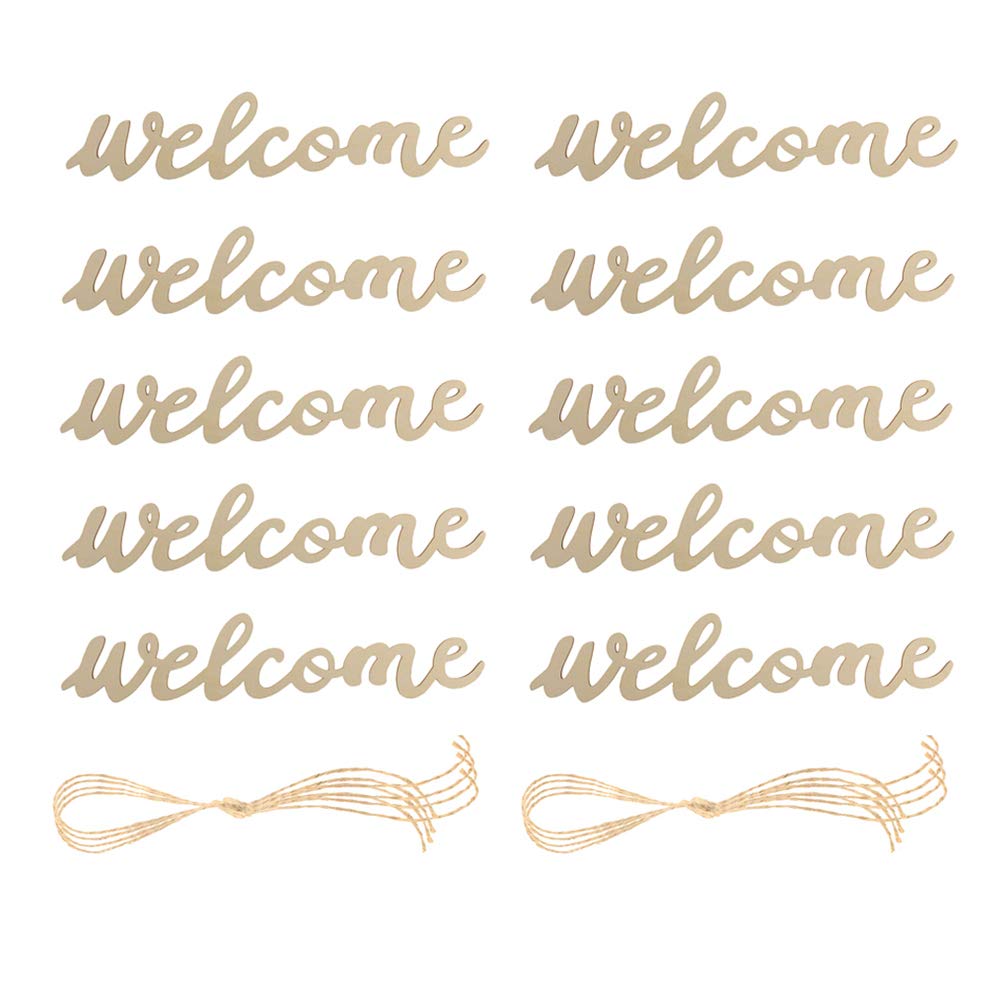 10pcs Welcome Door Sign Wooden Hanging Board with 10 Lanyards - Rustic Home Decor for Front Door, Wall, Living Room, Bedroom - Perfect for Housewarming Gifts & Farmhouse Style Decorations