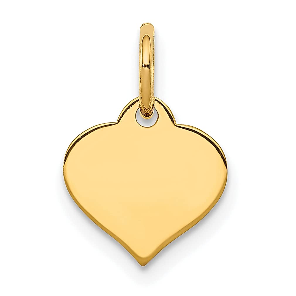 14K Yellow Gold Heart Disc Charm Necklace - Engravable Curved Love Pendant for Women | Elegant Fine Jewelry Gift for Her | Perfect for Anniversaries, Valentine's Day & Special Occasions