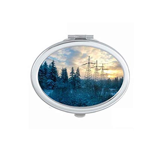 DIYthinker Portable Foldable Double-Sided Makeup Mirror with Nature Green Forestry Scenery Design - Perfect for Travel, Home Vanity & Cosmetics Organization